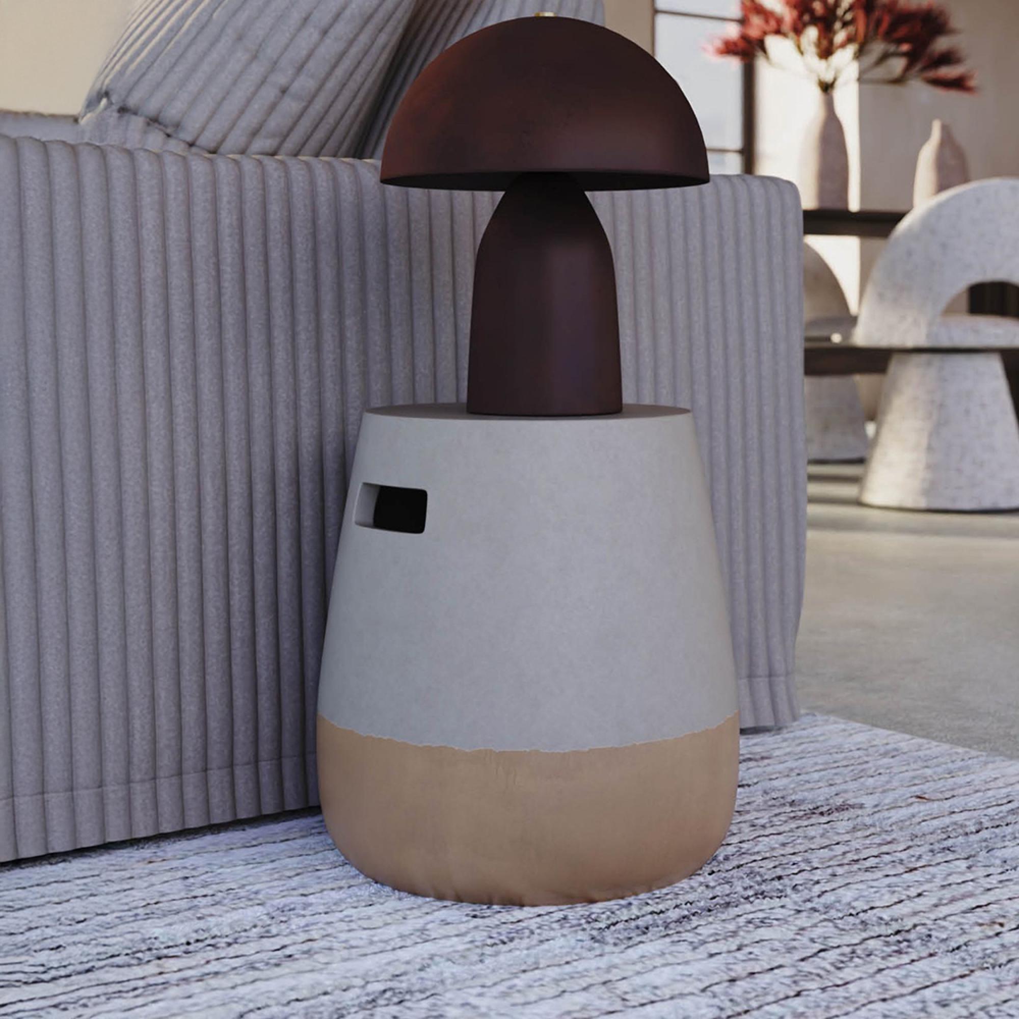 Taiko Round Side Table - Grey and Gold Ombre