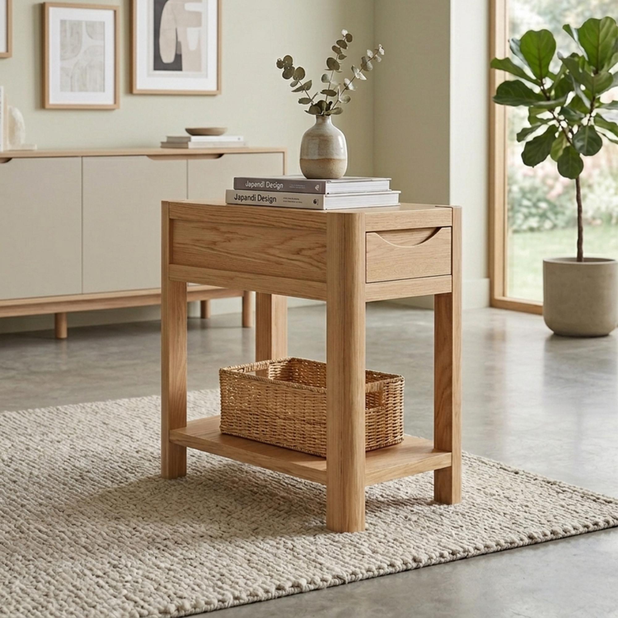 Stockholm Compact Side Table - 1 Drawer - Oak