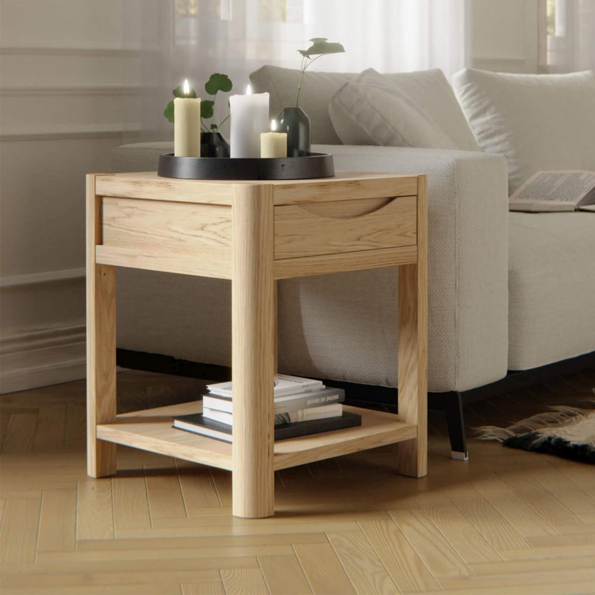 Stockholm Side Table - 1 Drawer - Square - Oak