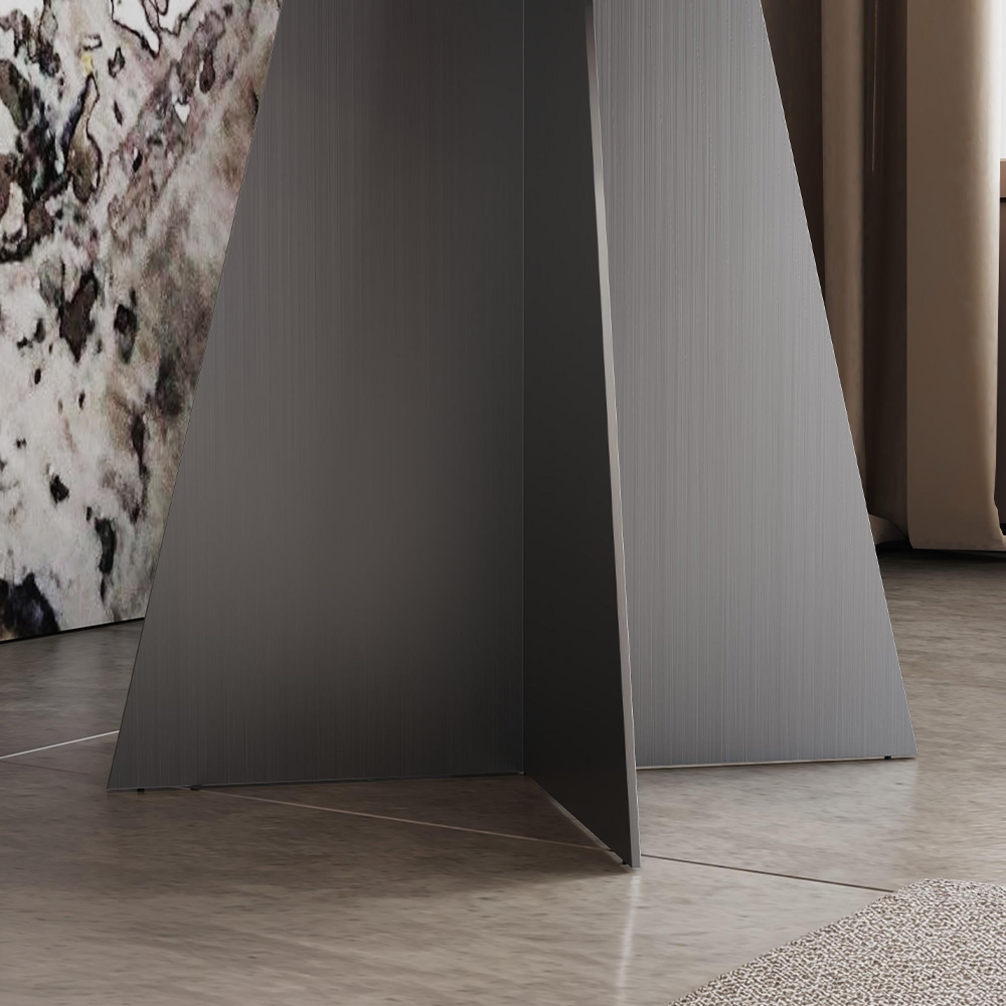 Taurus Side Table - Square - Beige Marble - Dark Grey Base
