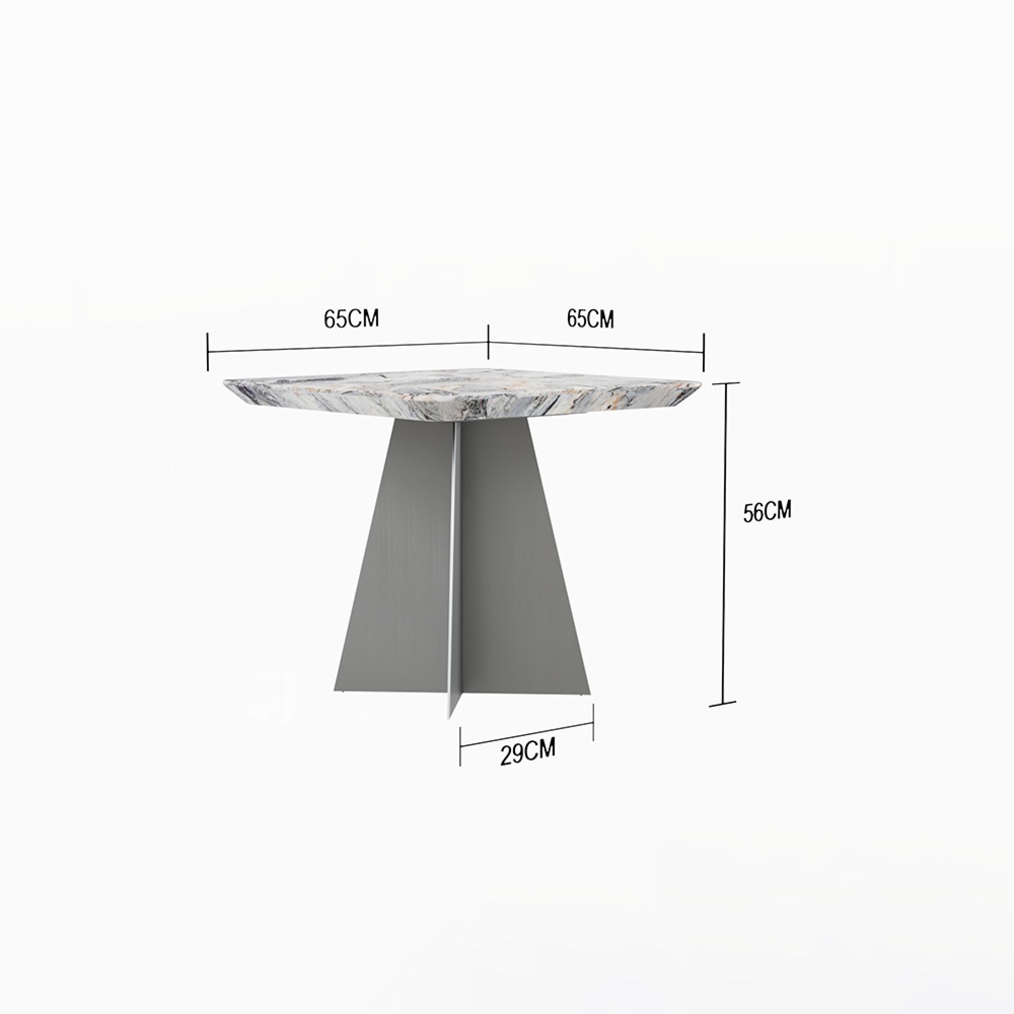 Taurus Side Table - Square - Beige Marble - Dark Grey Base