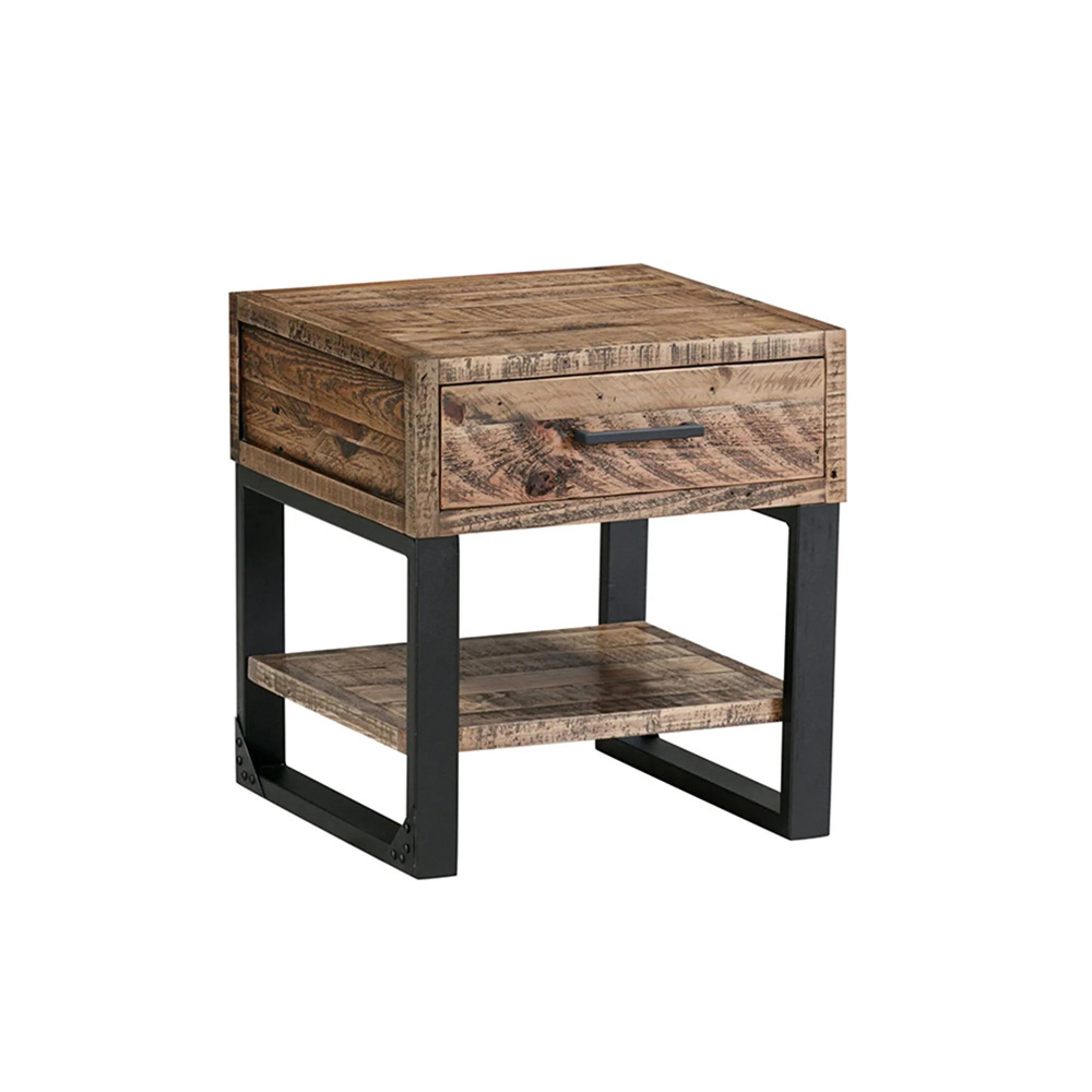 Preston Lamp Table - 1 Drawer - Industrial - Rustic