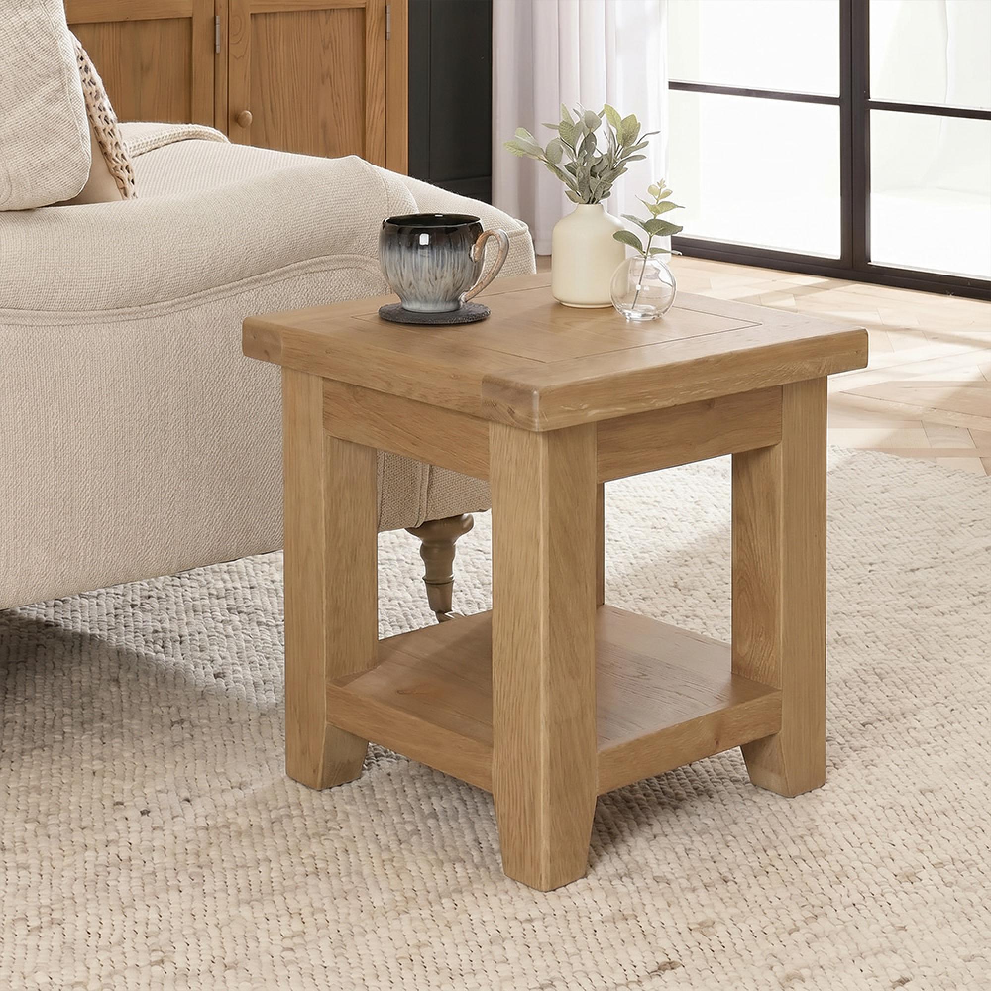Hampshire Oak End Table with Shelf