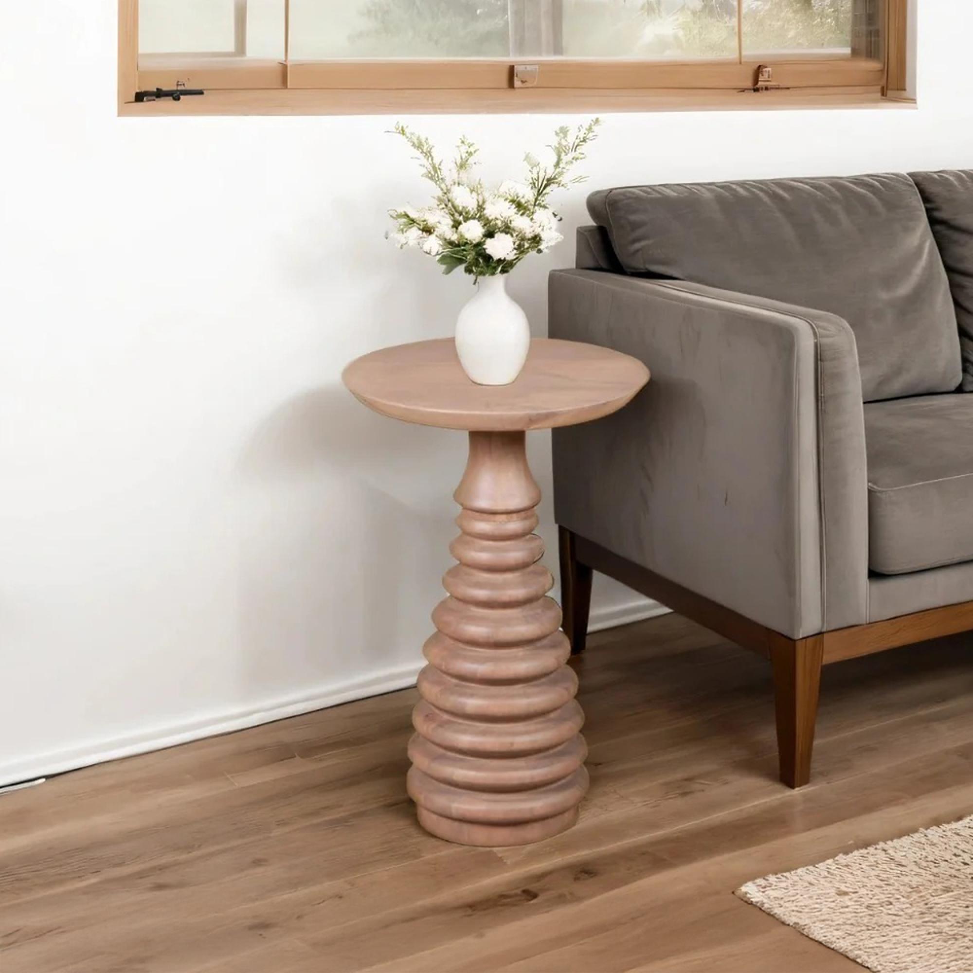 Valencia Side Table - Round - Curved - Mango Wood