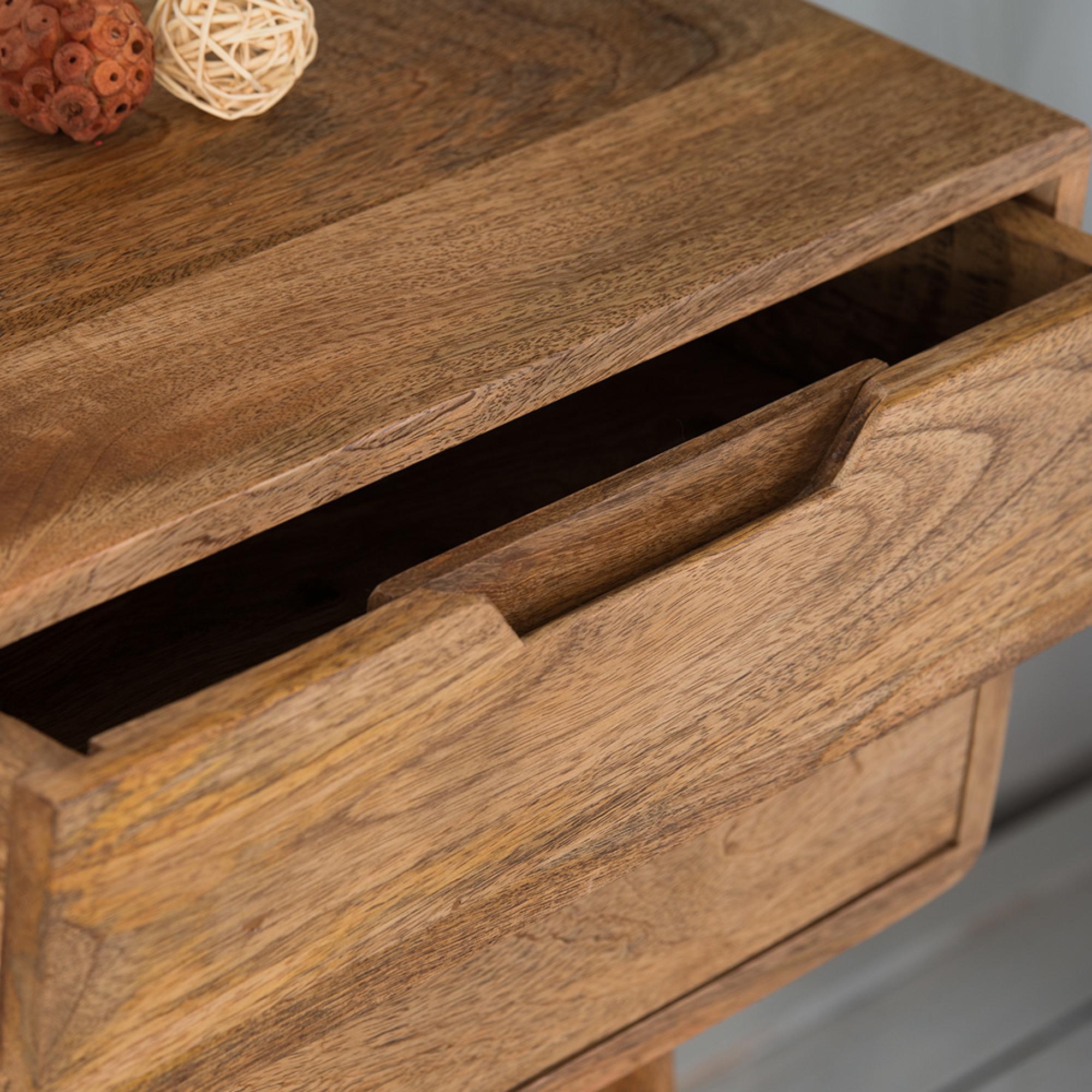 Surya Century Side Table - 2 Drawer - Solid Mango Wood
