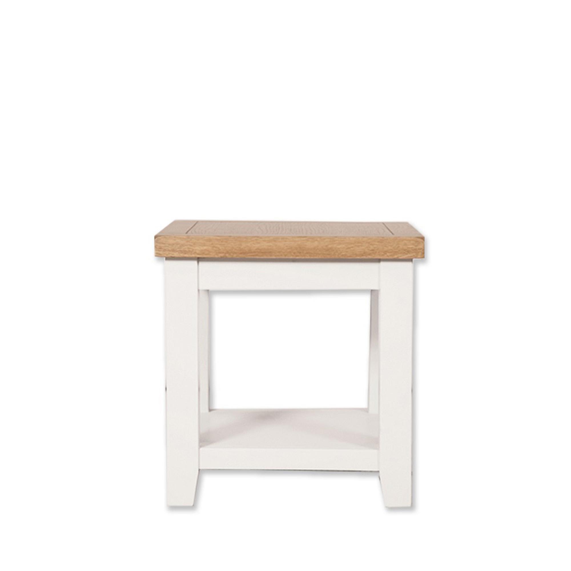 Melbourne Lamp Table - with Shelf - White and Wood