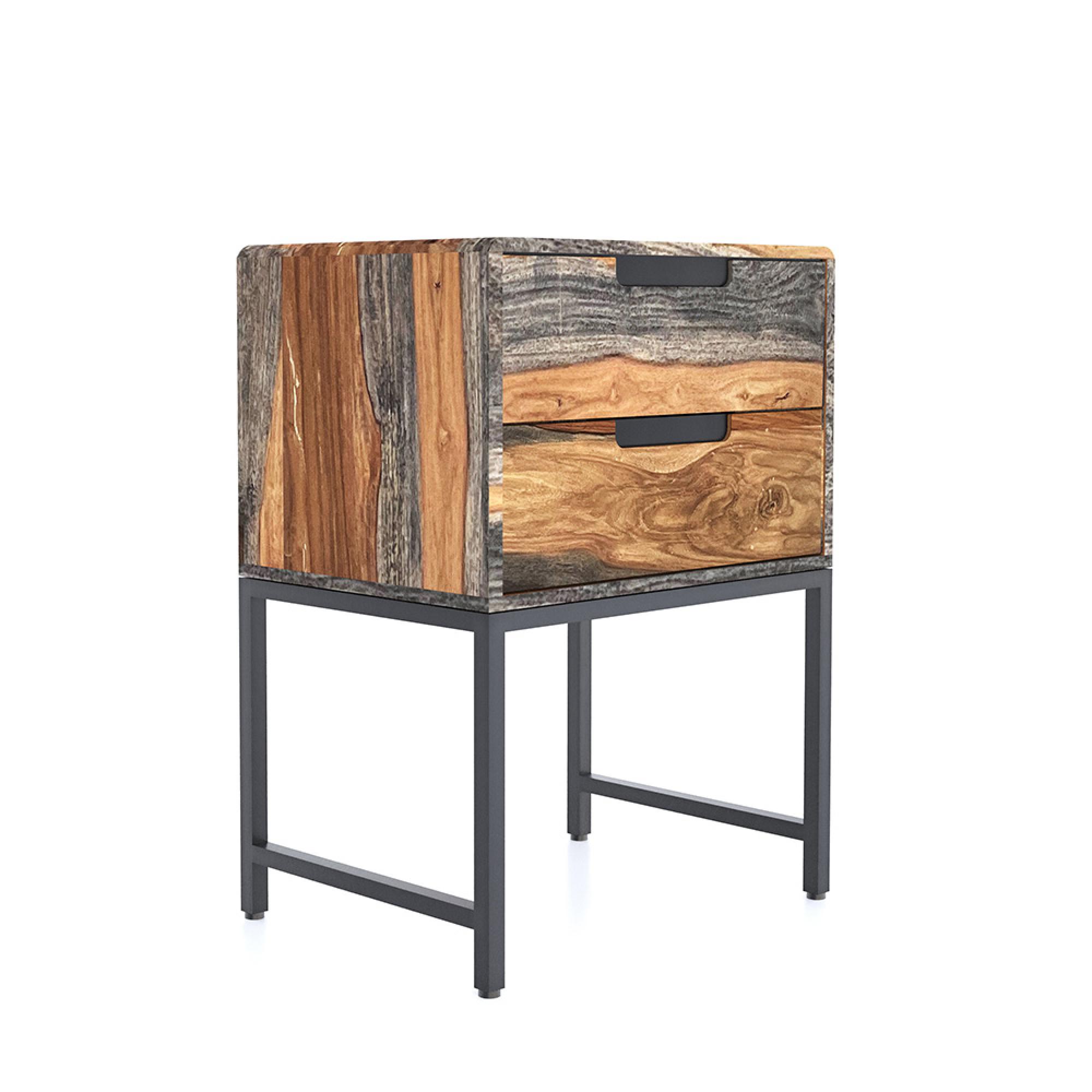 Goa Side Table - 2 Drawer - Dark Sheesham Wood