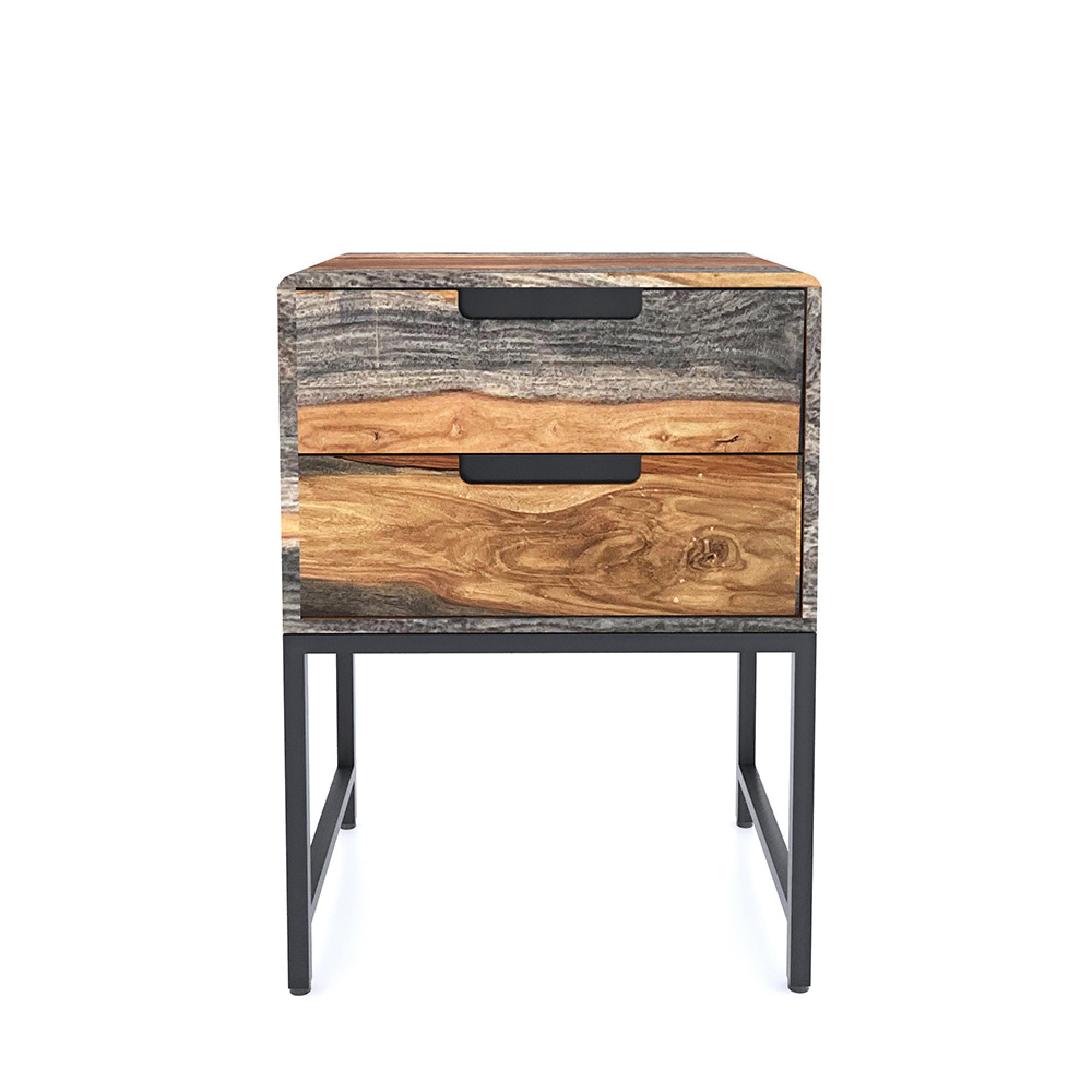 Goa Side Table - 2 Drawer - Dark Sheesham Wood