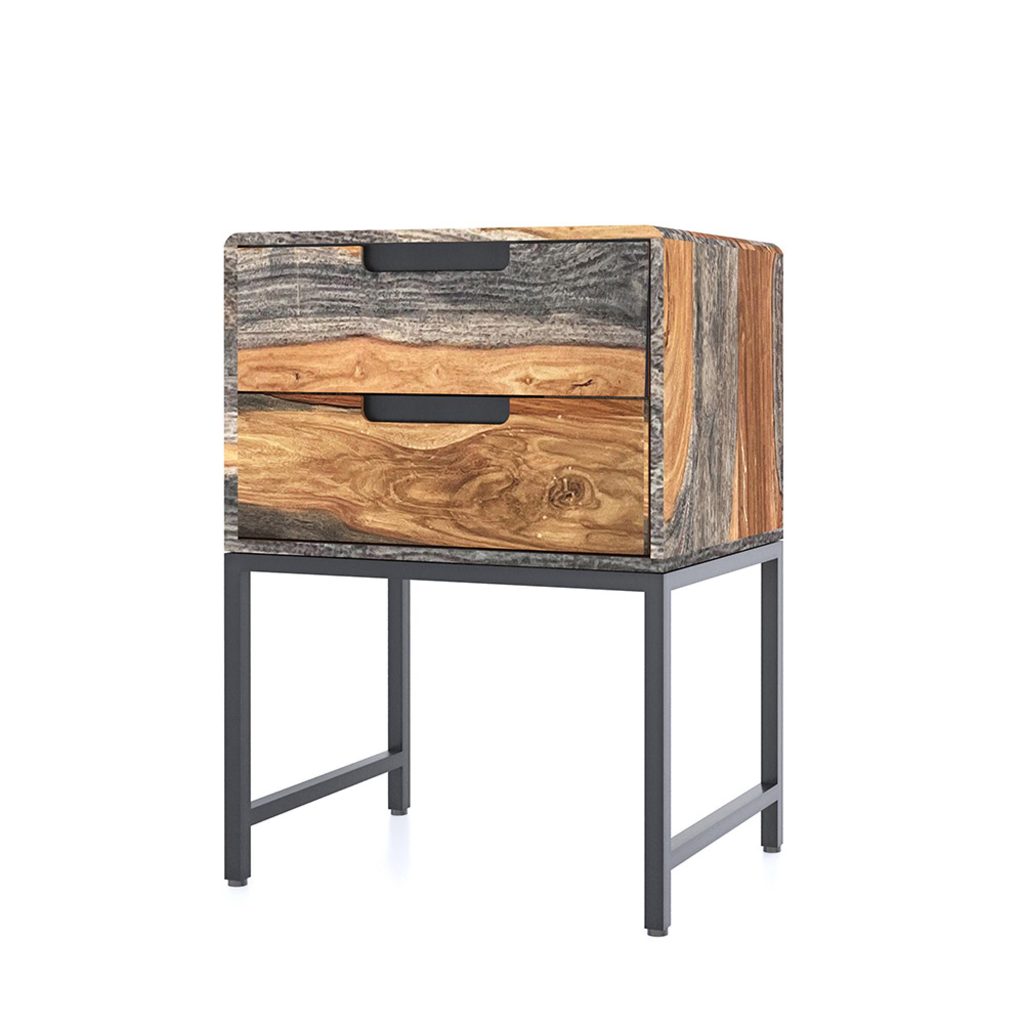 Goa Side Table - 2 Drawer - Dark Sheesham Wood