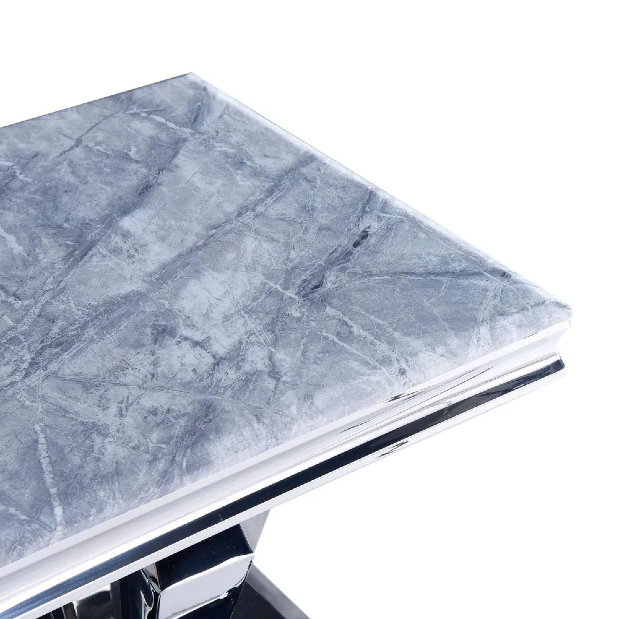 Dolce Lamp Table - Square - Grey Marble & Chrome