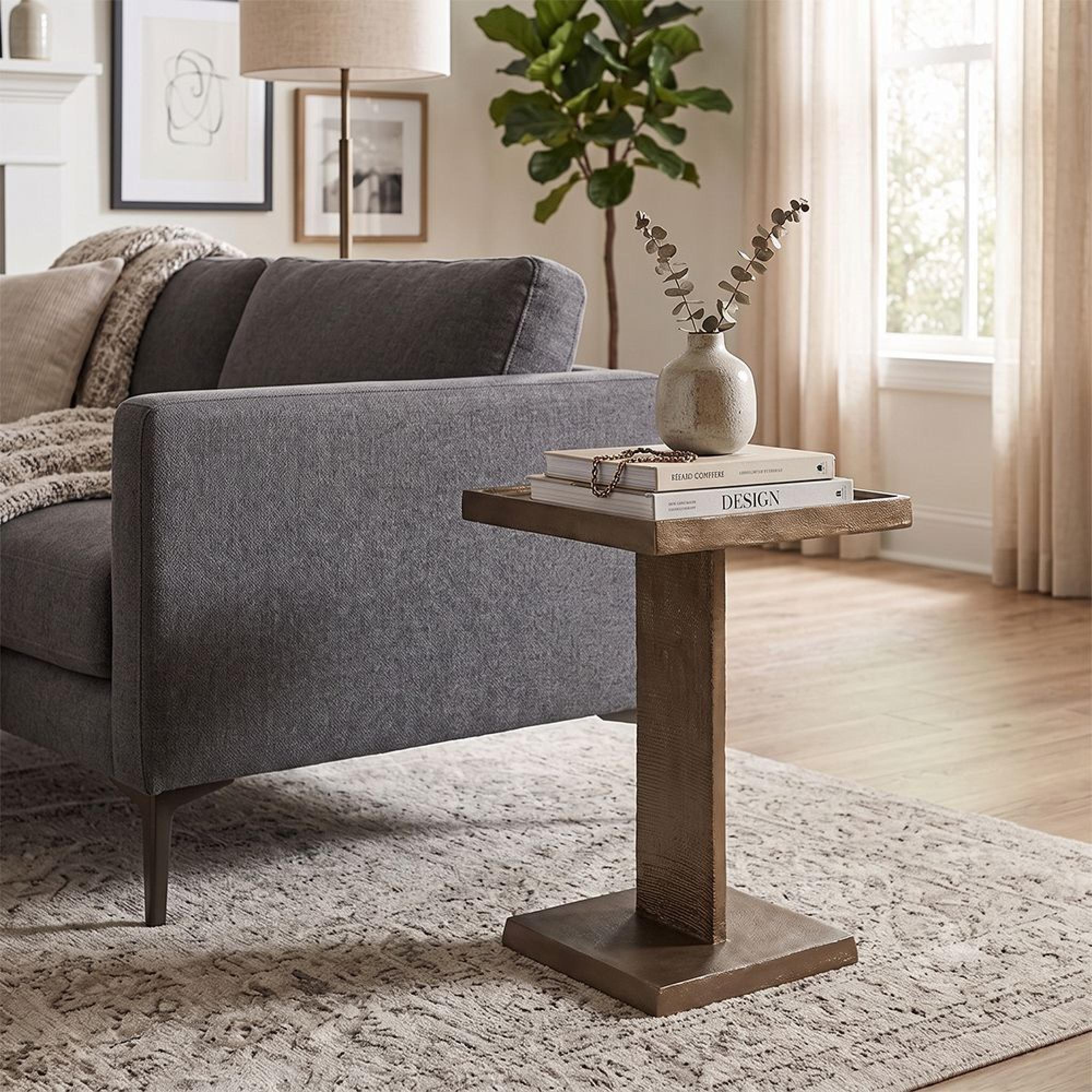 Foley End Table - Square - Antique Brass - Aluminium