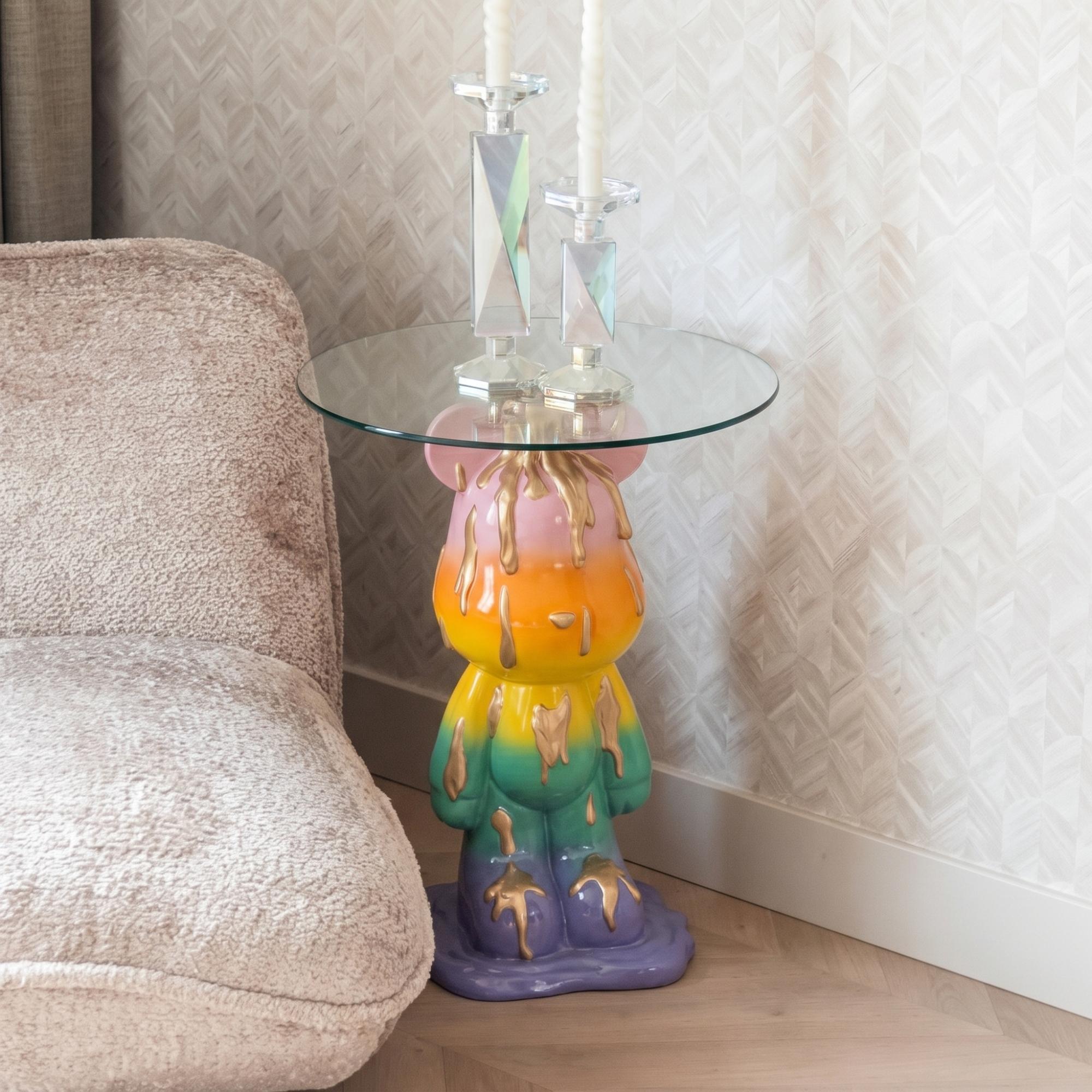Ebba Glass Multi Colour Round End Table
