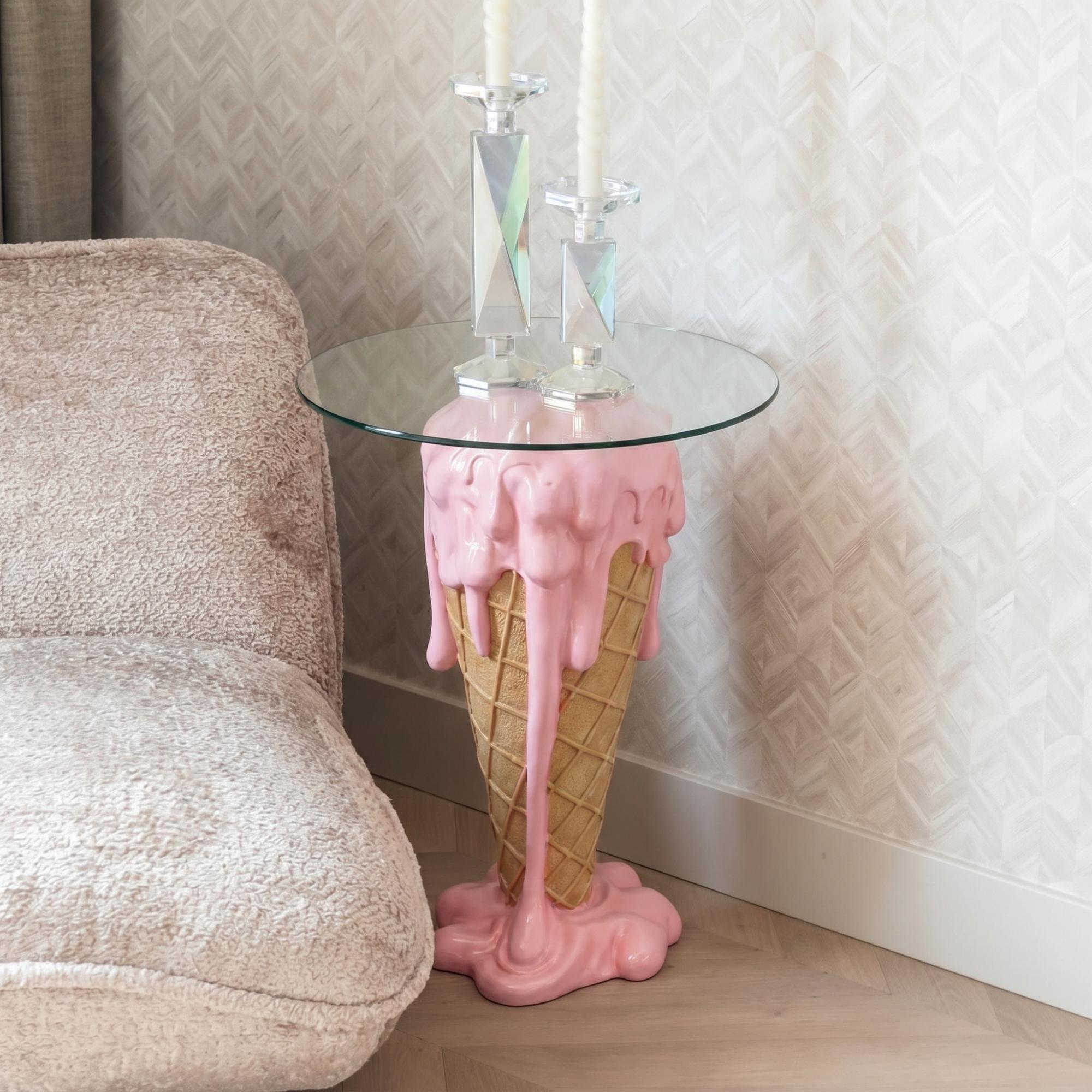 Ice Glass Round Side Table