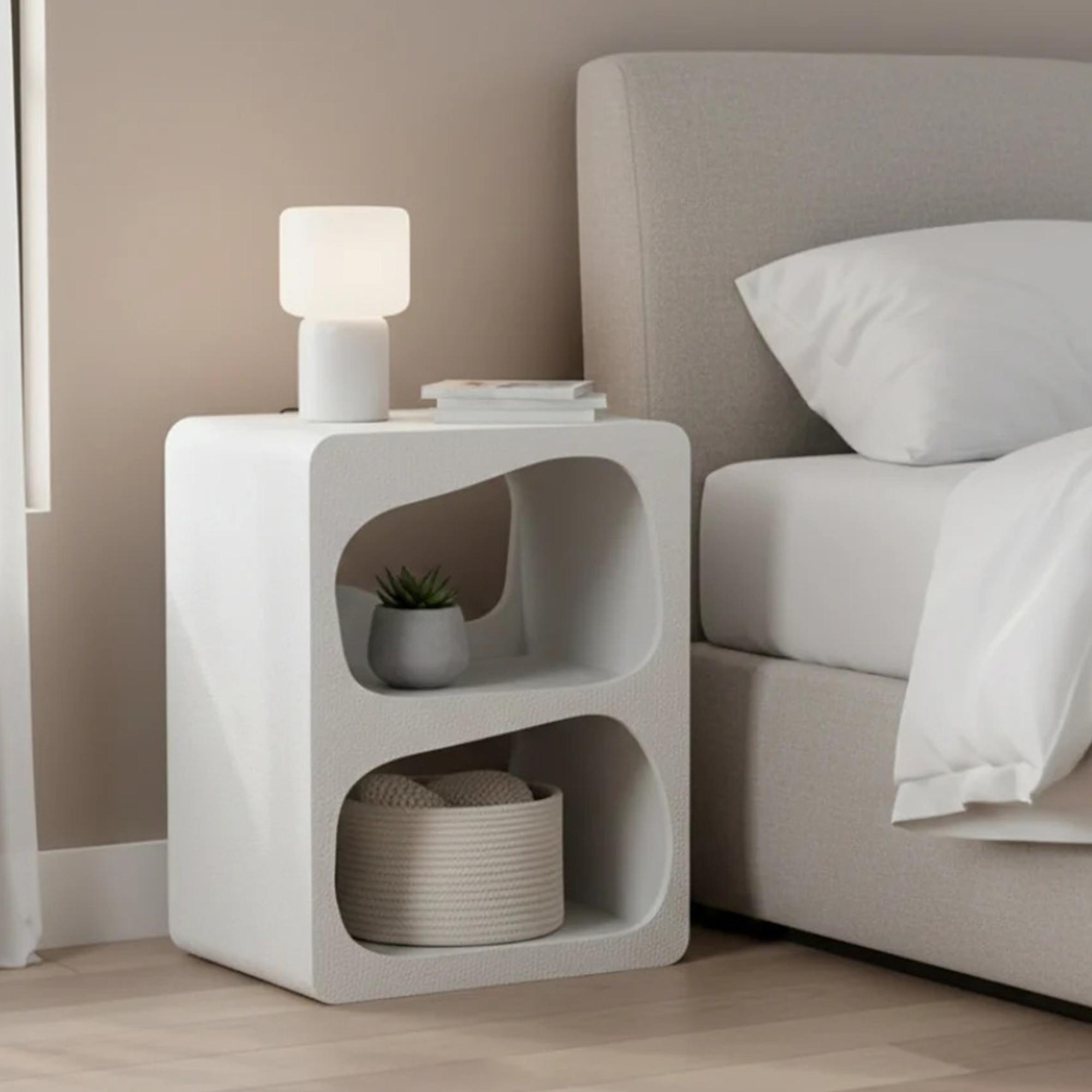 Geo White Block Side Table