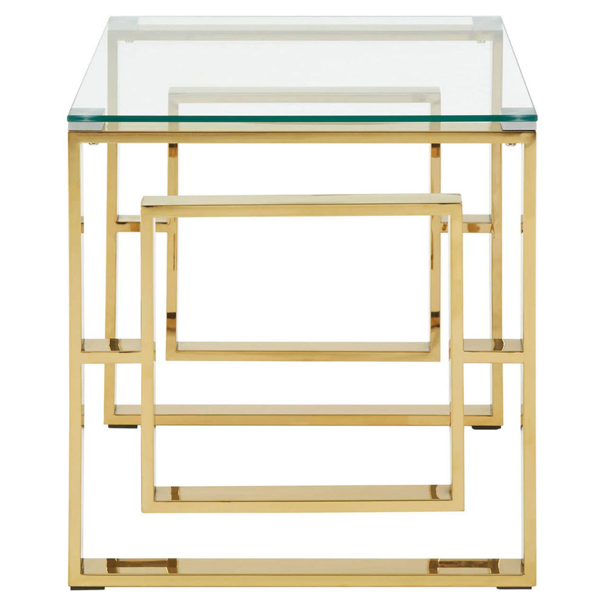 Allure End Table - Square - Clear Glass - Gold Base