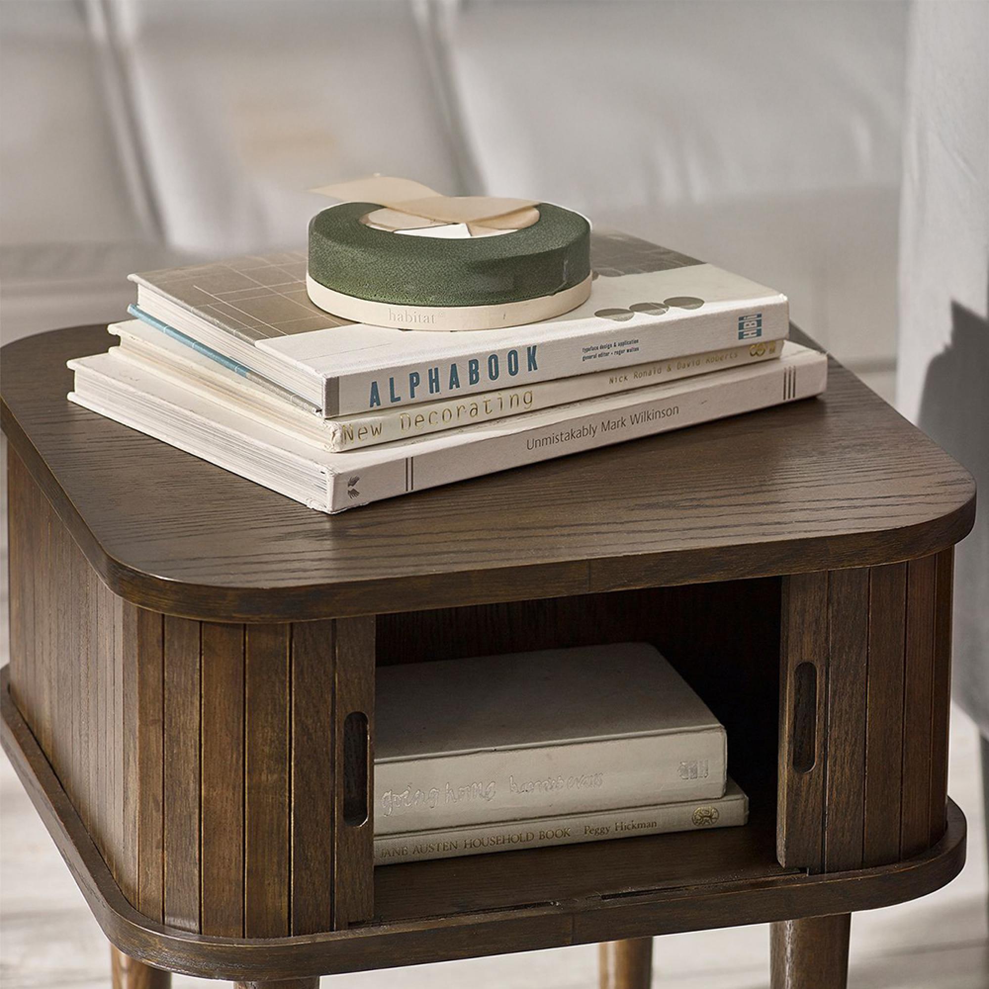 Arya Ribbed Dark Oak Side Table