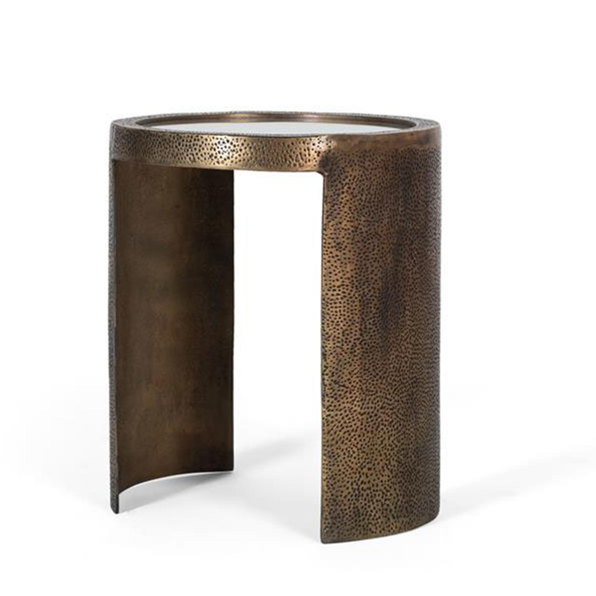 Asti Side Table - Gold Metal - Round - Mirrored