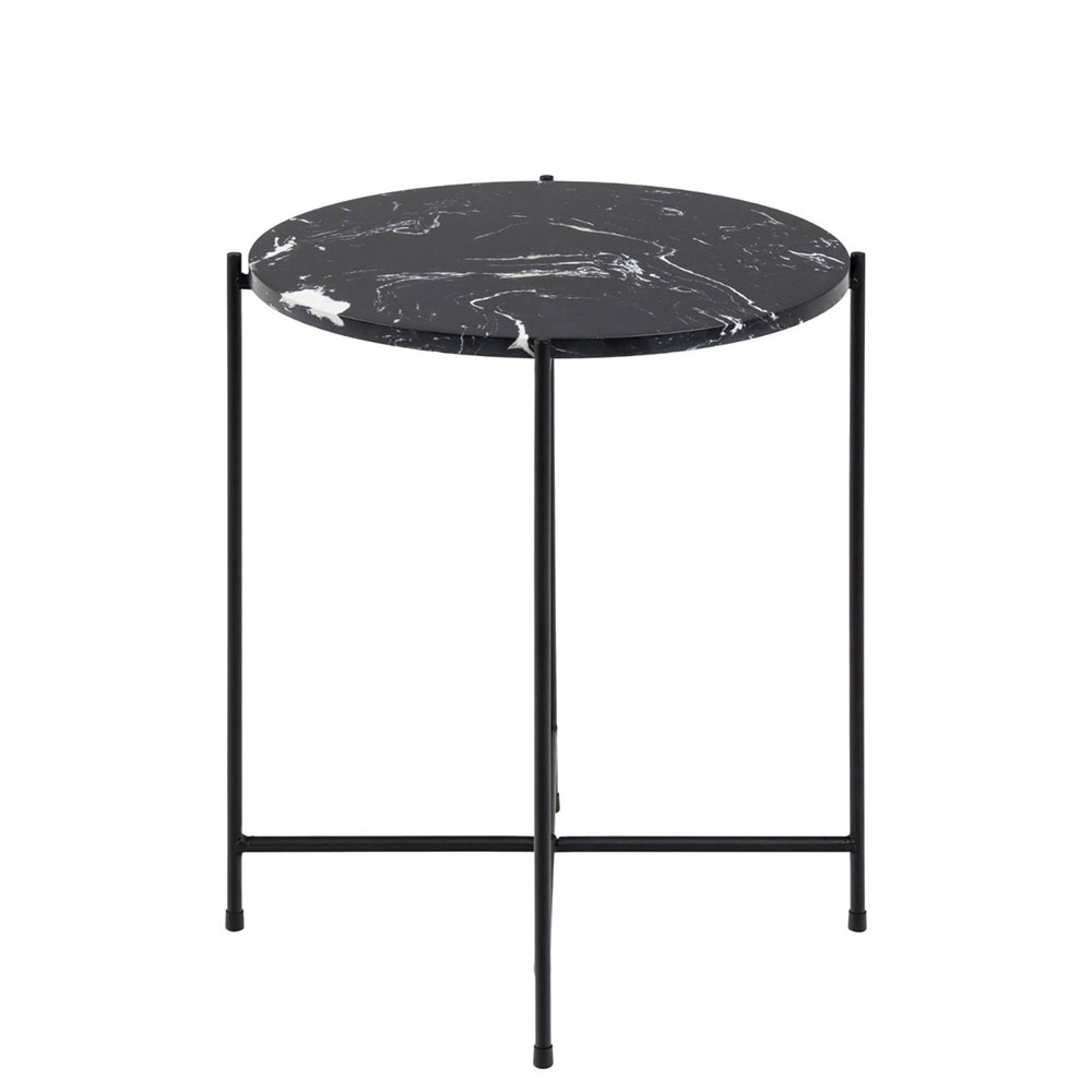 Avila Side Table - Round - Black Marble