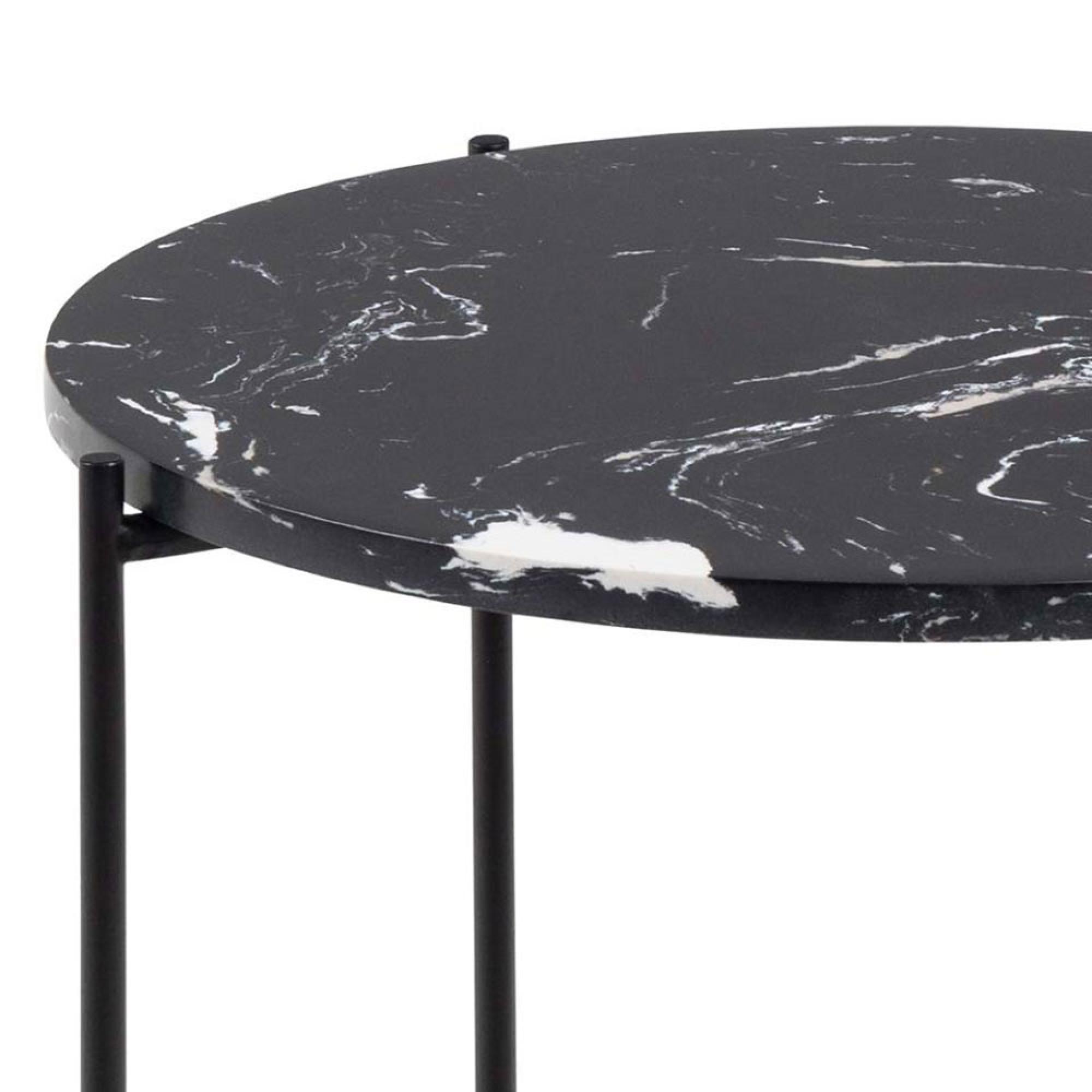 Avila Side Table - Round - Black Marble