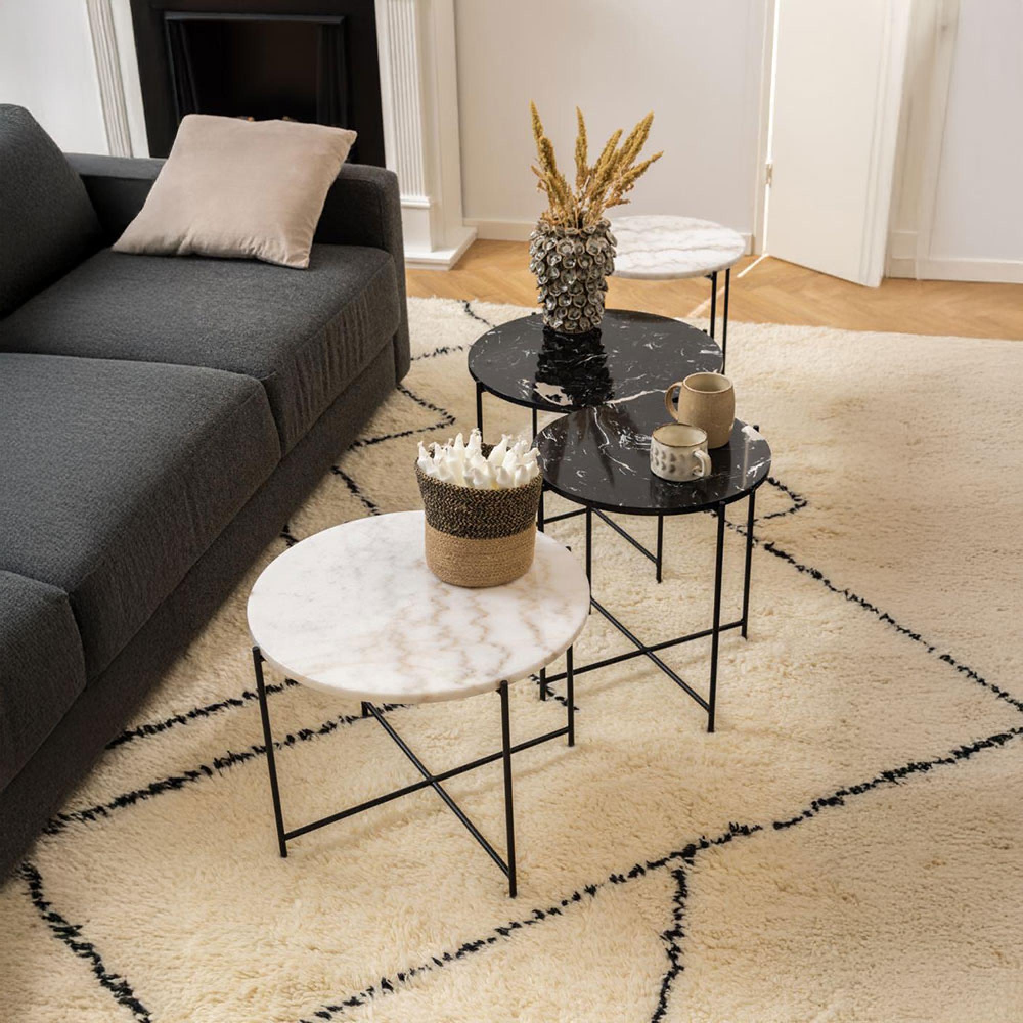 Avila Side Table - Round - Black Marble