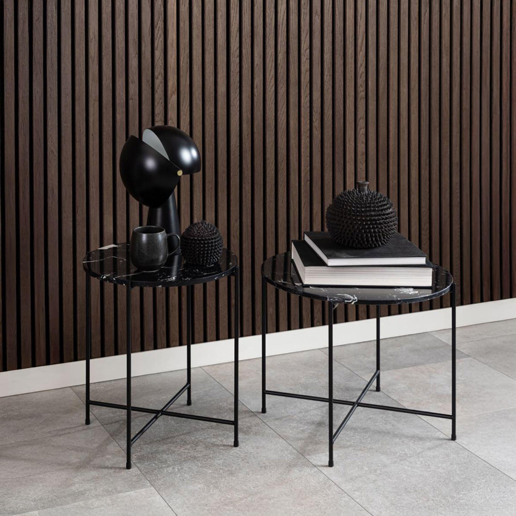 Avila Side Table - Round - Black Marble