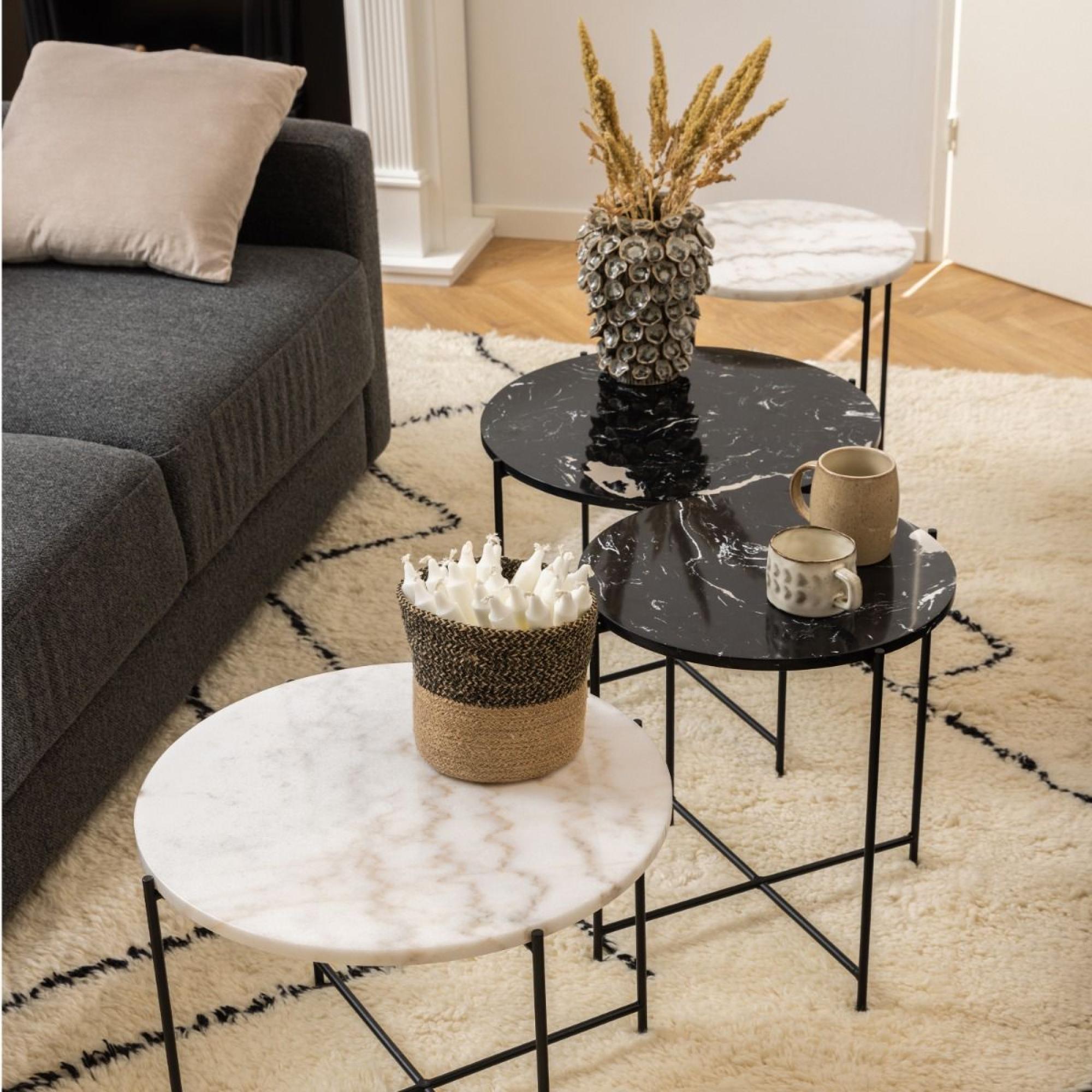 Avila Side Table - Small - Round - Black Marble