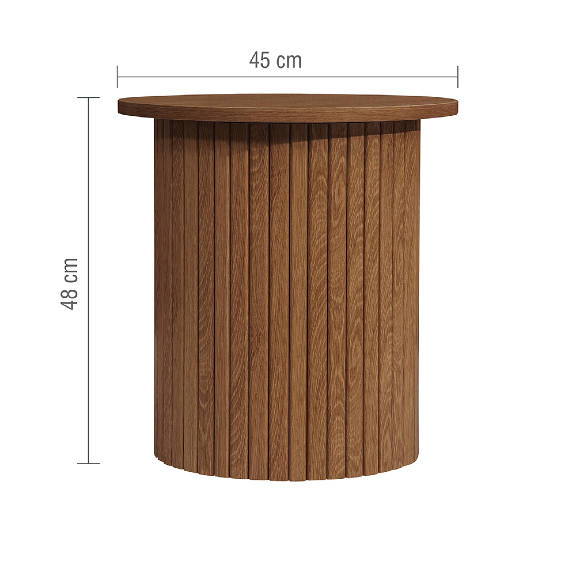 Axel Round Side Table - Walnut Fluted