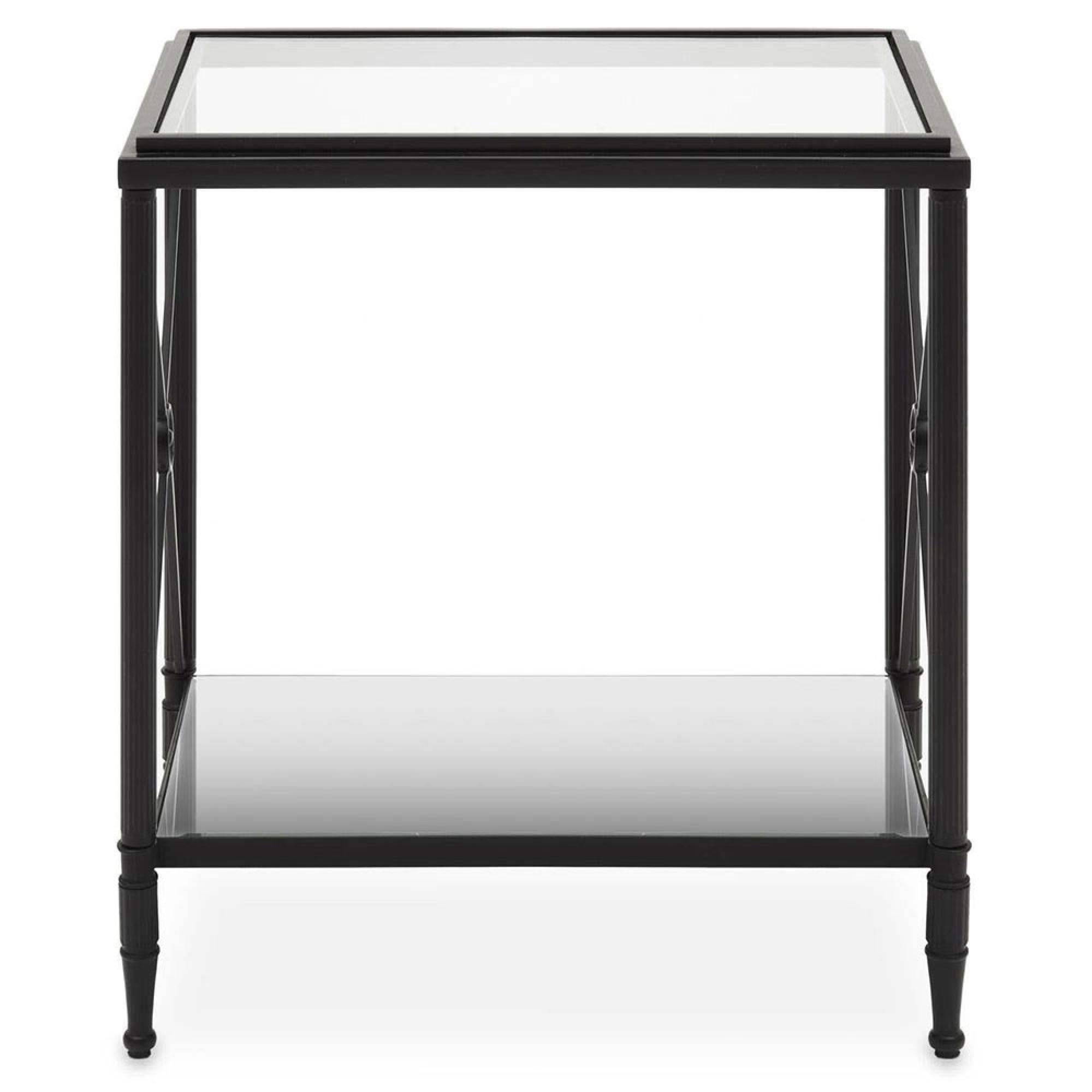 Axis Side Table - Clear Glass with Black Metal