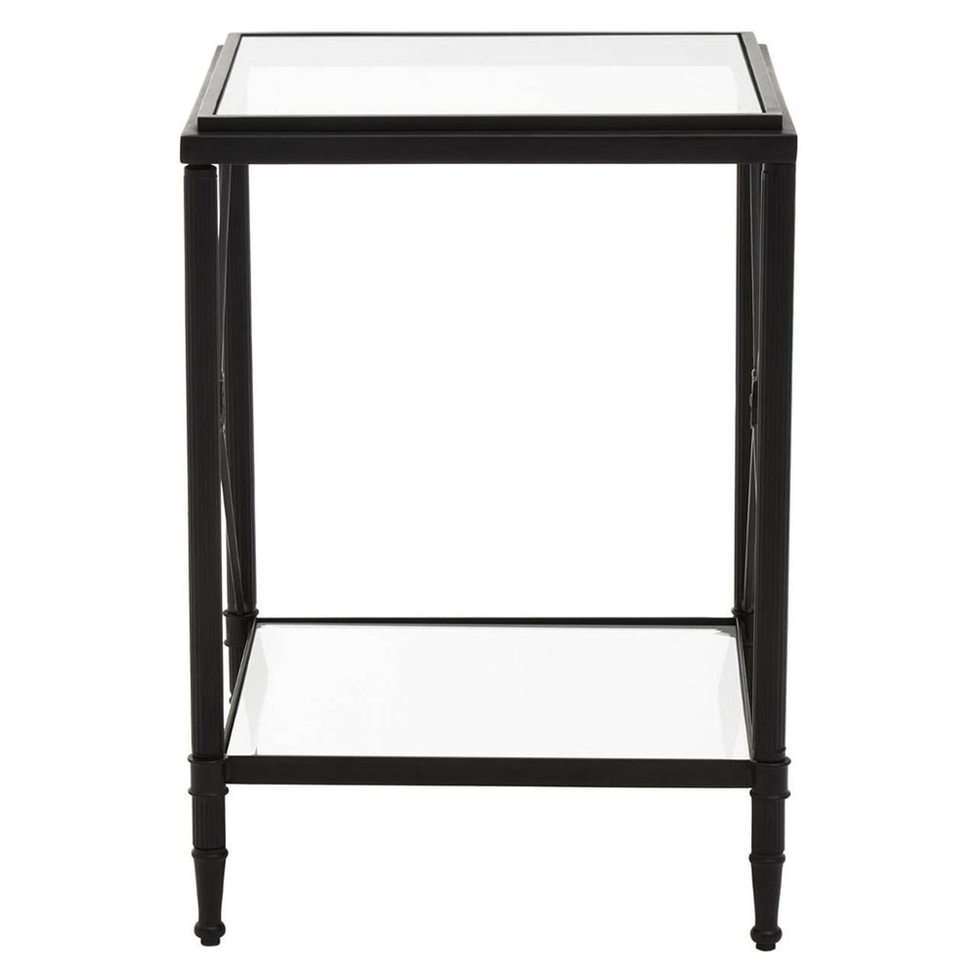 Axis Side Table - Square - Clear Glass with Black Metal