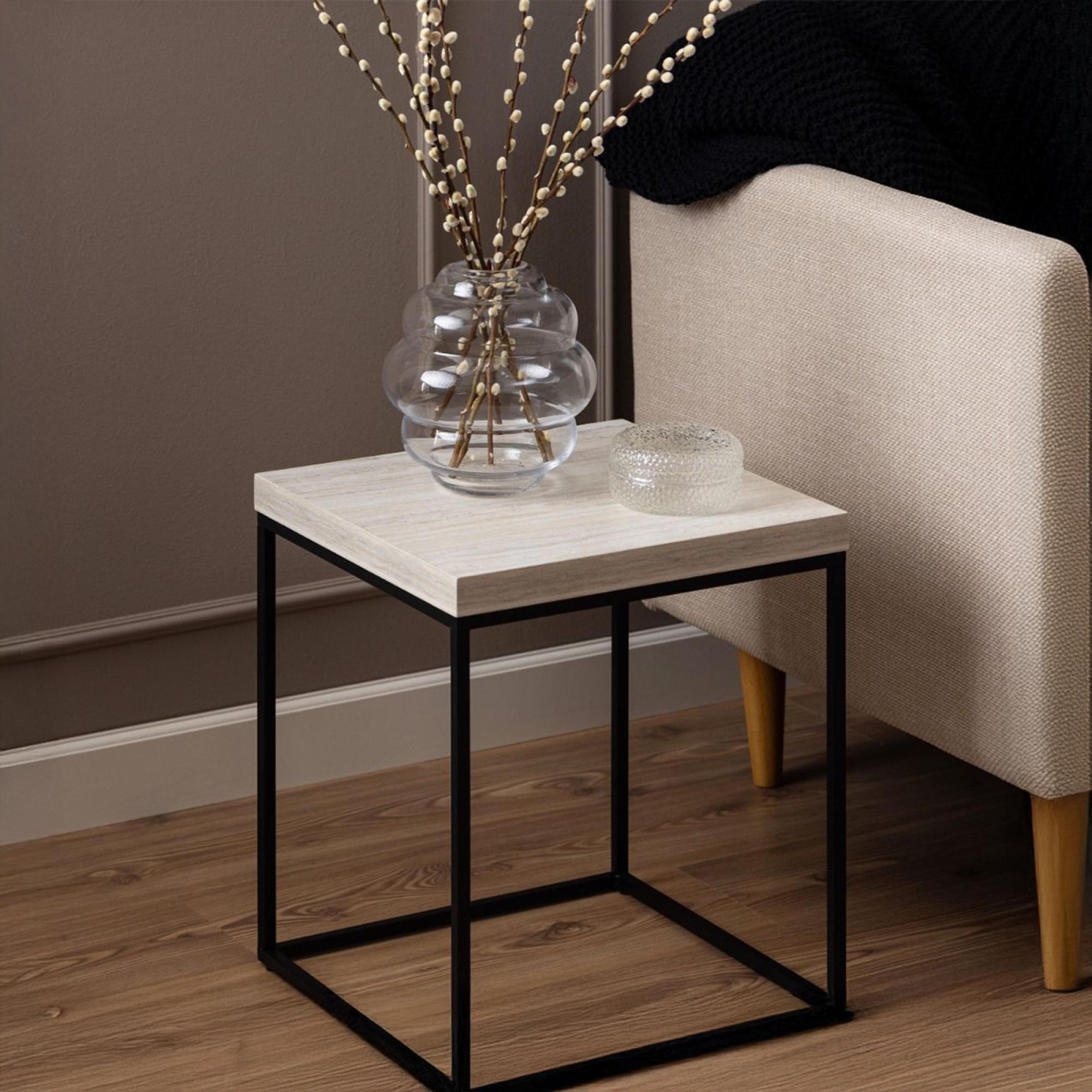 Barossa Faux Travertine Square Side Table