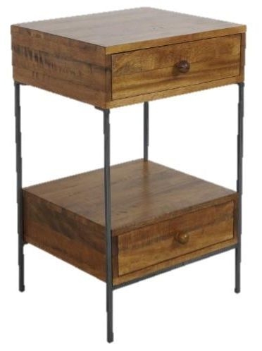 Bastia Mango Wood 2 Drawer Side Table