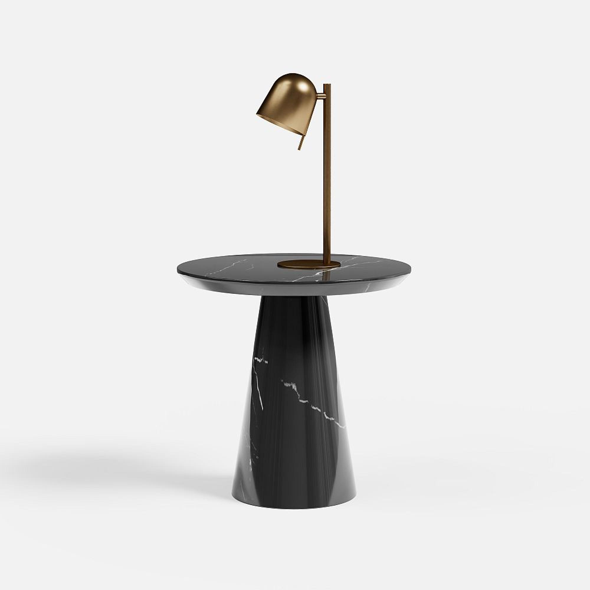 Carrera Side Table - Round - Black Marquina Engineered Marble