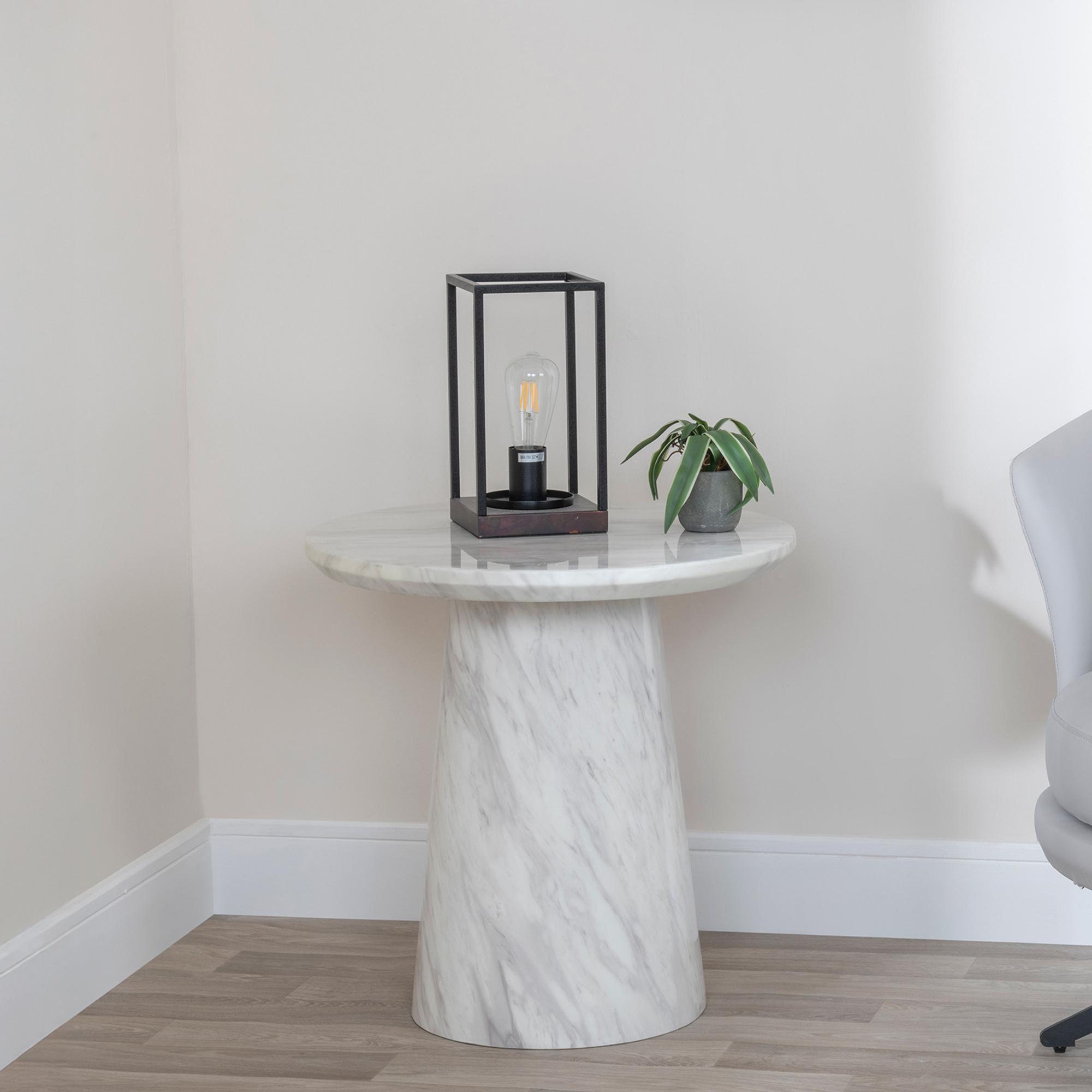 Carrera White Marble Round Side Table