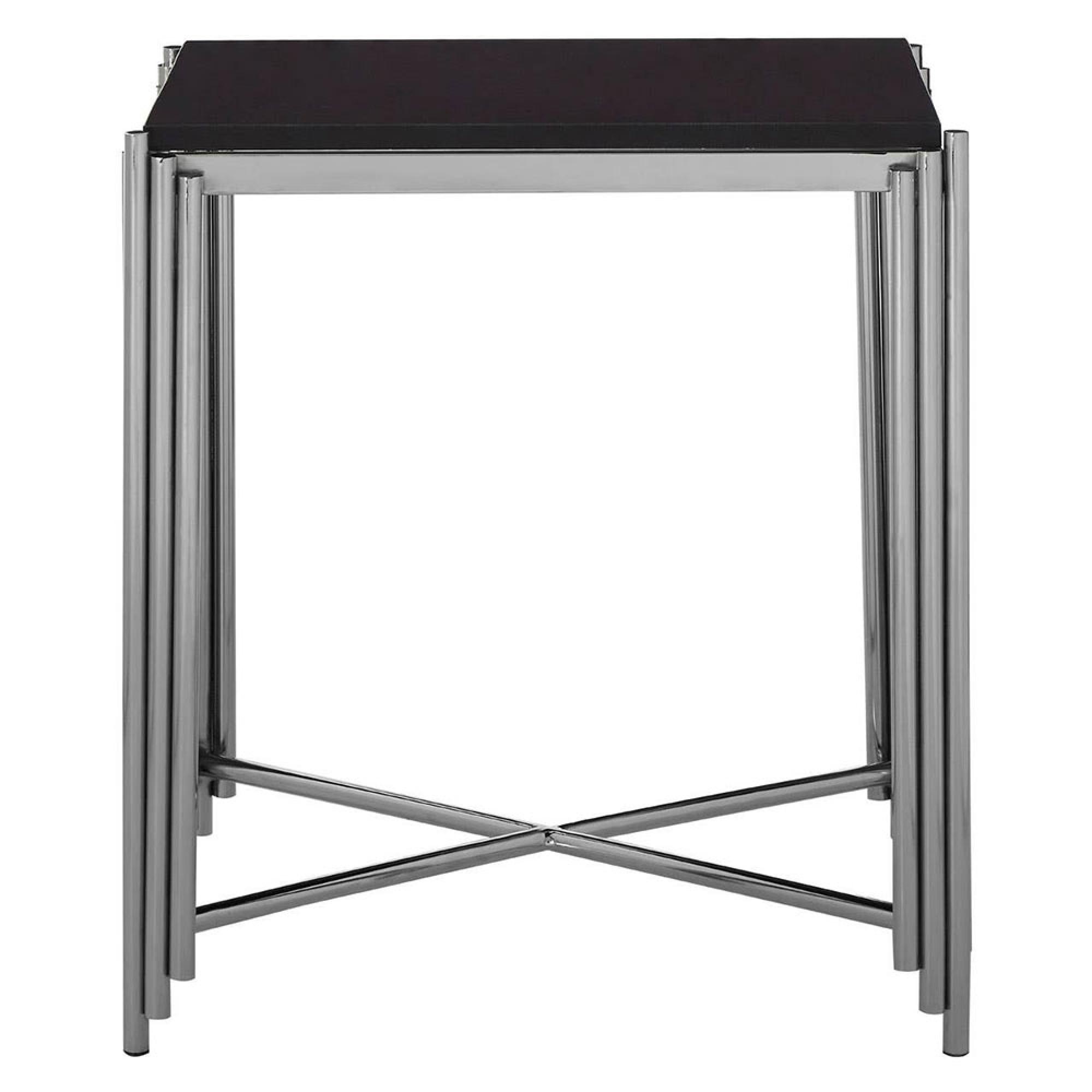 Clarice Side Table - Black Granite with Chrome