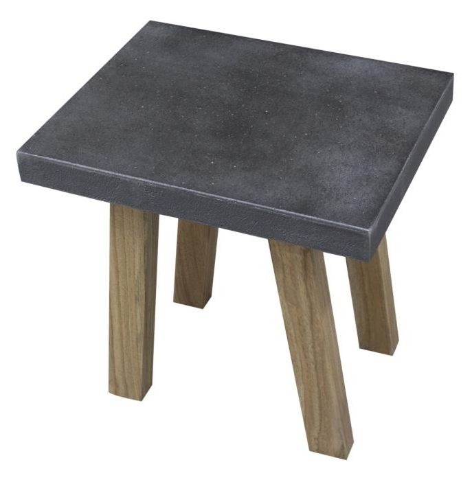 Concrete Top Lamp Table - Black