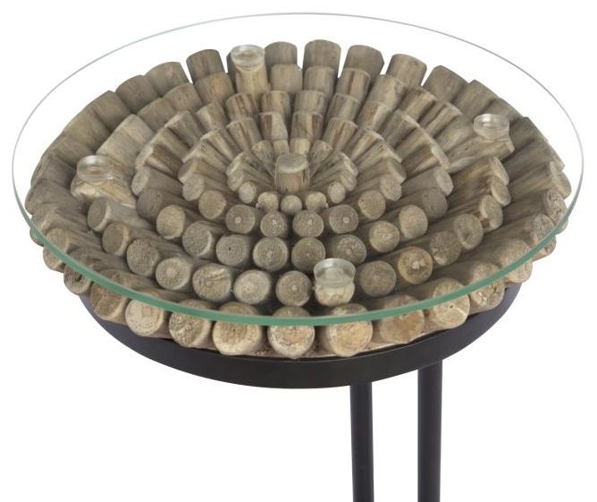 Driftwood Sofa Table - Round - 50cm - Glass Top