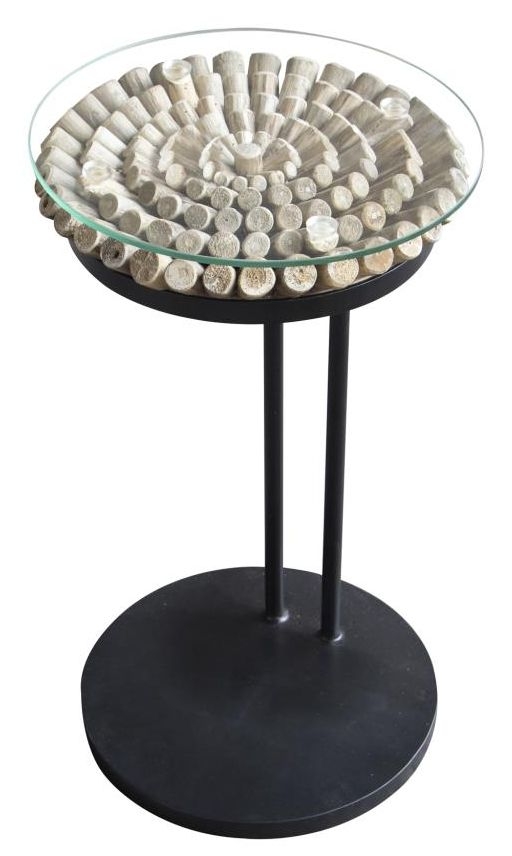 Driftwood Sofa Table - Round - 50cm - Glass Top