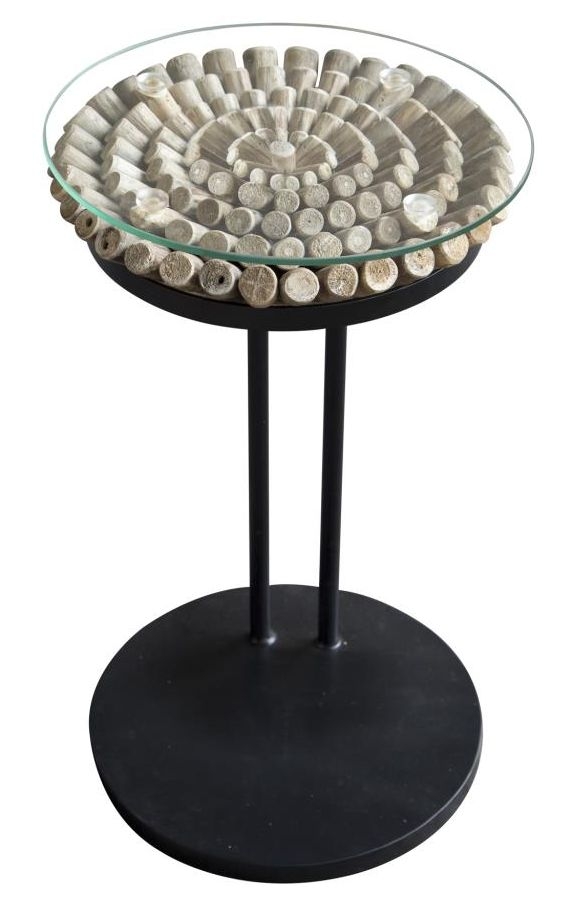 Driftwood Sofa Table - Round - 50cm - Glass Top