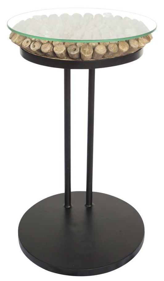 Driftwood Sofa Table - Round - 50cm - Glass Top