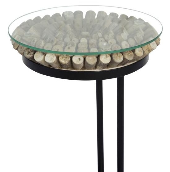 Driftwood Sofa Table Round - 60cm - Glass Top