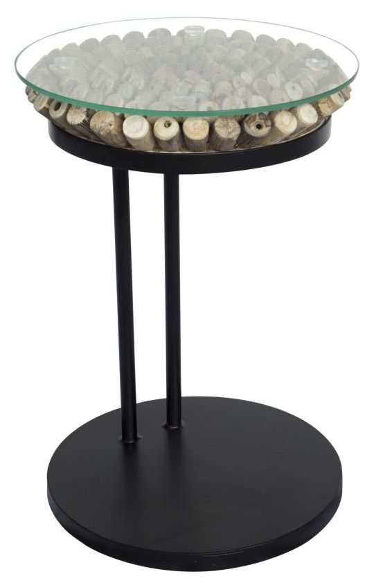 Driftwood Sofa Table Round - 60cm - Glass Top