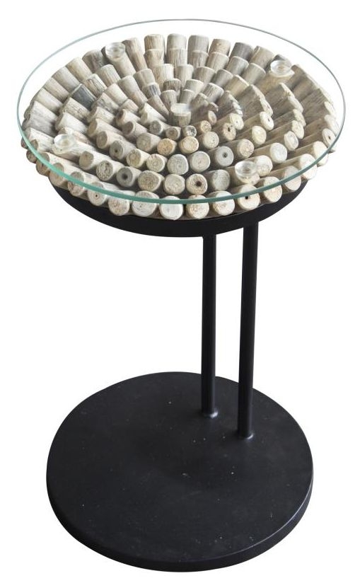 Driftwood Sofa Table Round - 60cm - Glass Top