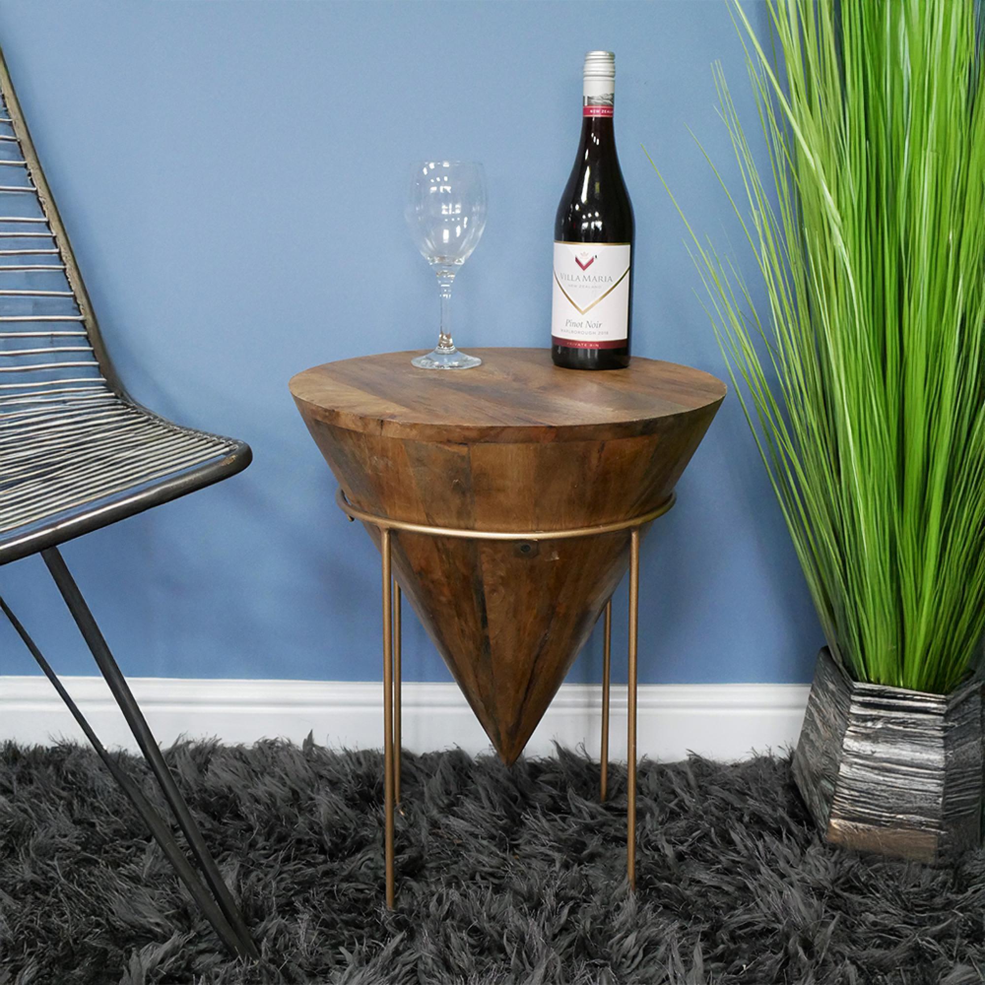 Side Table - Mango Wood - Cone Style