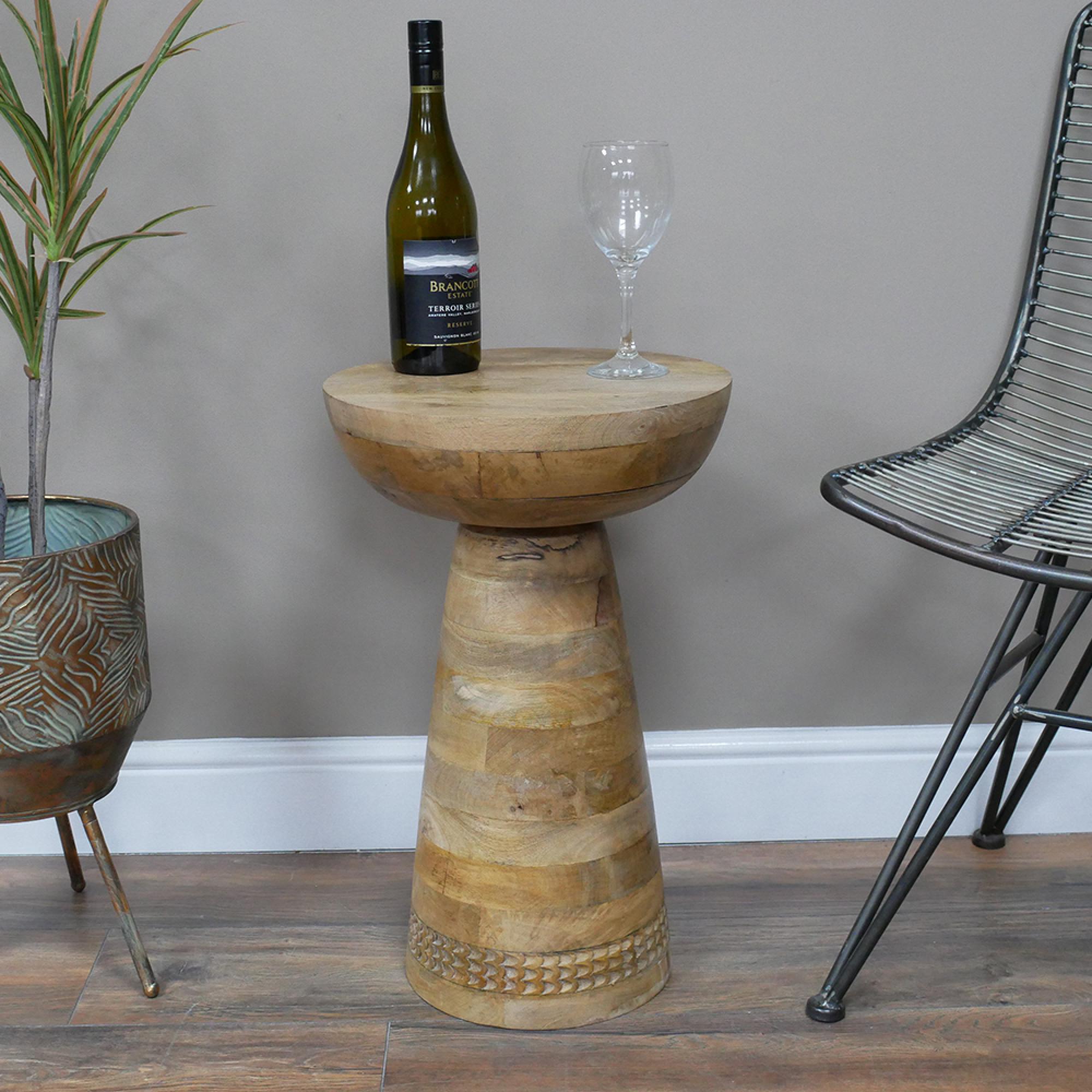 Side Table - Wooden - Round Pedestal Style