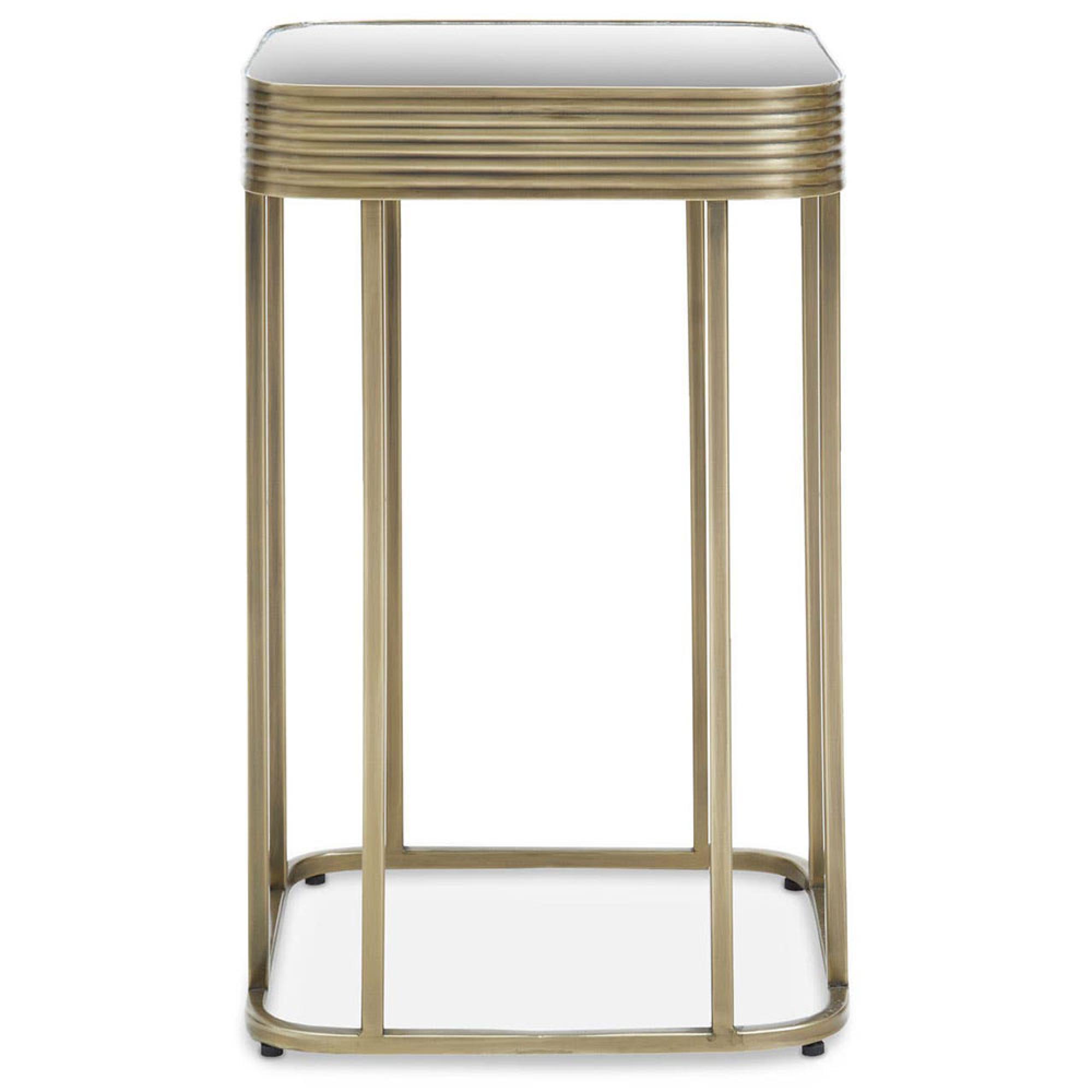 Ella Side Table - Square - Mirrored with Gold Metal