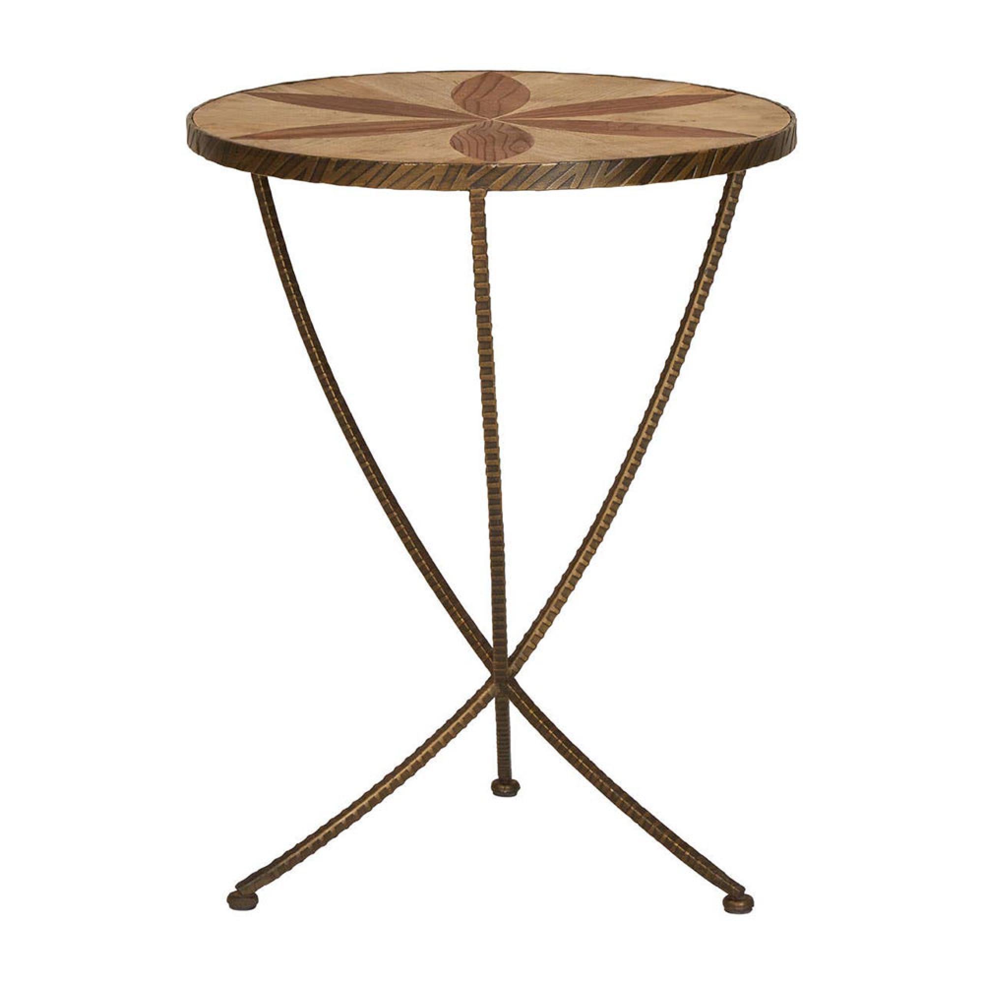 Elmo Side Table - Large - Round - Elm Wood and Metal