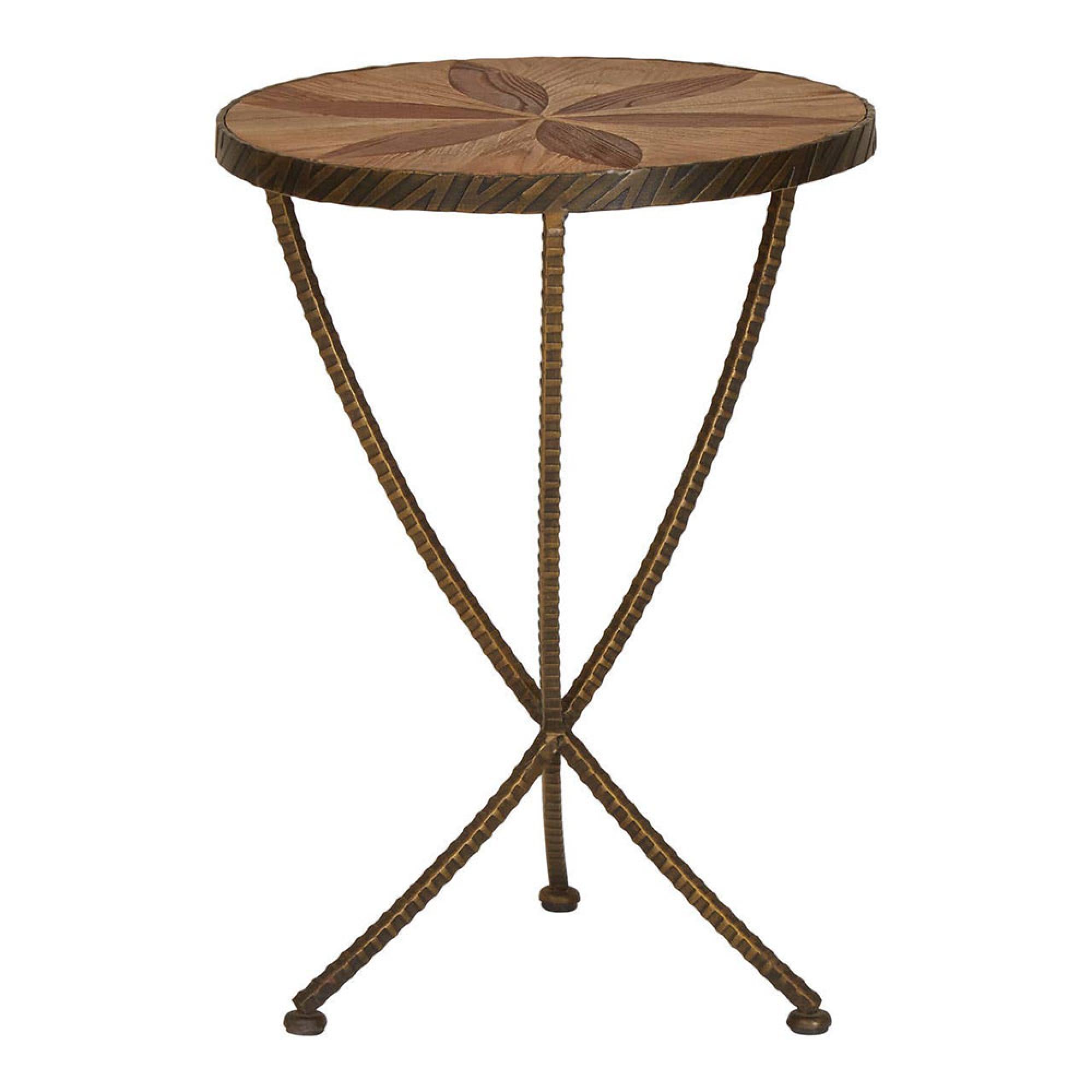 Elmo Side Table - Small - Round - Elm Wood and Metal