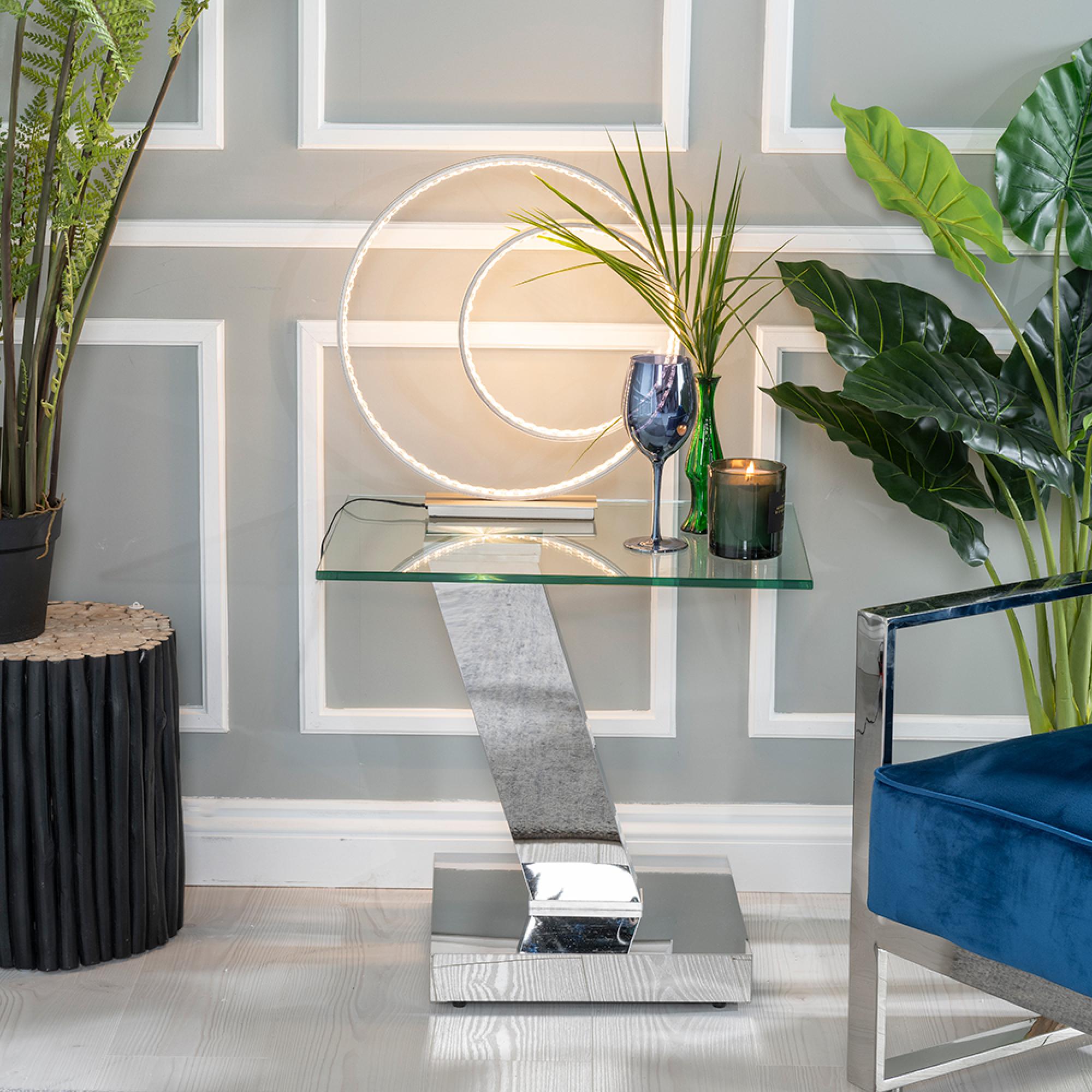 Fusion Glass Top Side Table