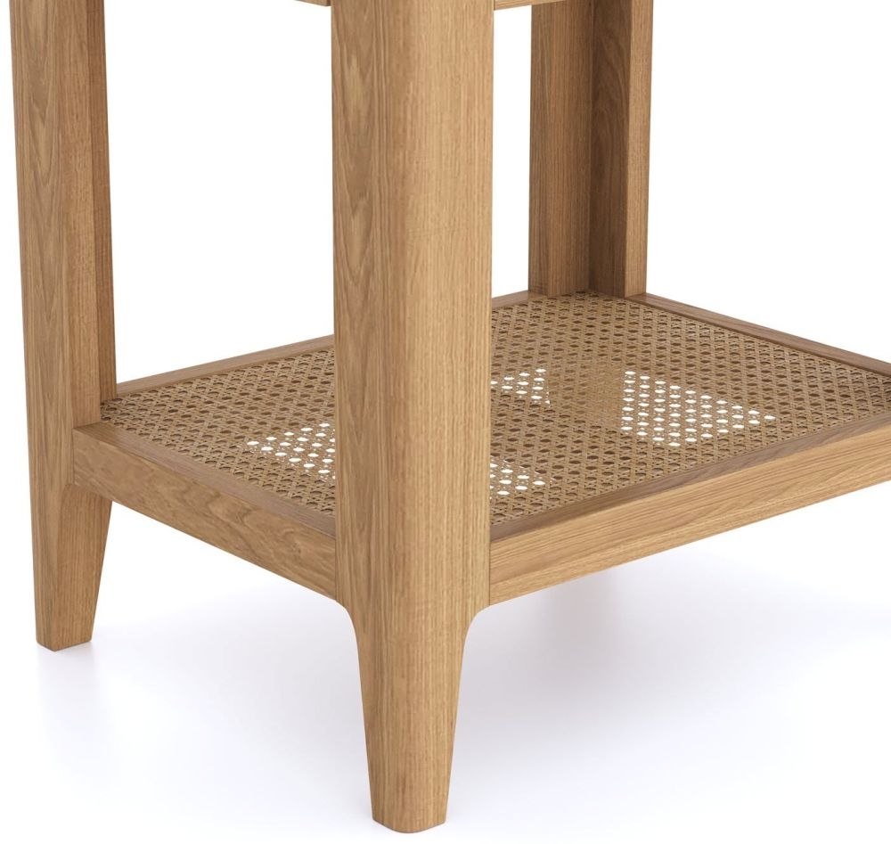 Henley Oak and Rattan 1 Drawer Side Table