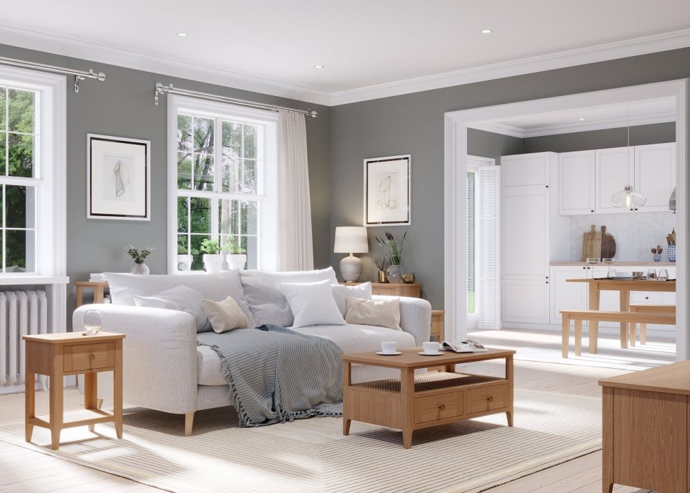 Henley Oak and Rattan 1 Drawer Side Table